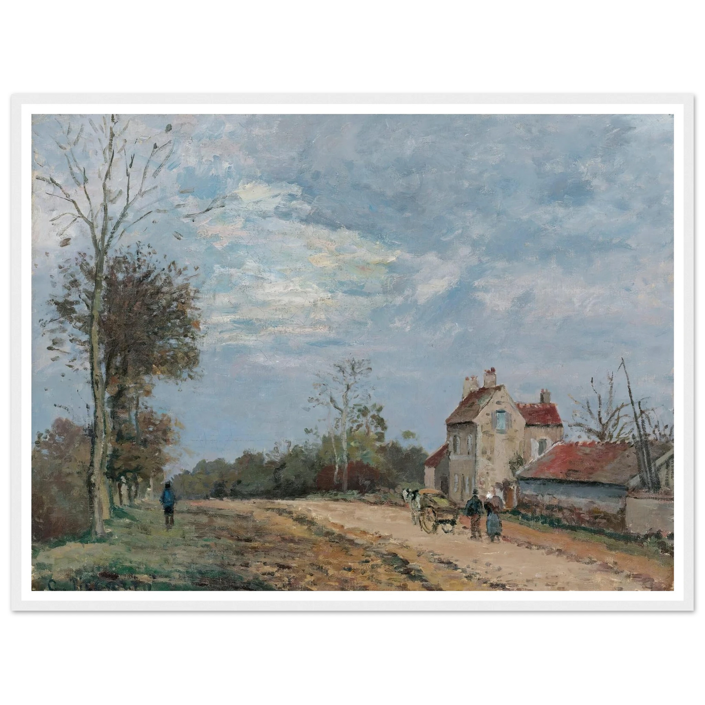 La Maison De Monsieur Musy, Route De Marly, Louveciennes (circa 1872) Art Print | Camille Pissarro - Framed Poster - 30x40 cm / 12x16″ - Black frame