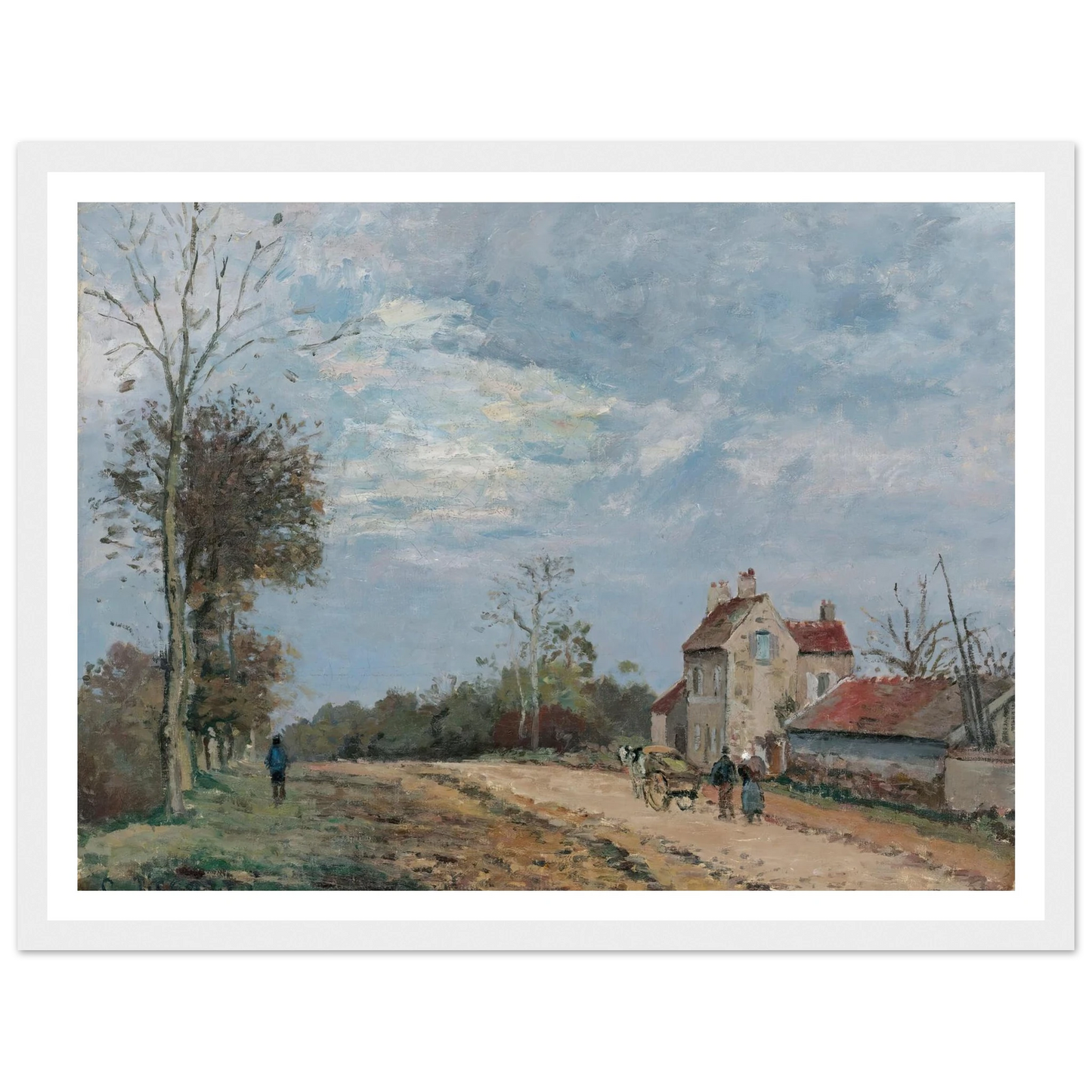 La Maison De Monsieur Musy, Route De Marly, Louveciennes (circa 1872) Art Print | Camille Pissarro - Framed Poster - 30x40 cm / 12x16″ - Black frame