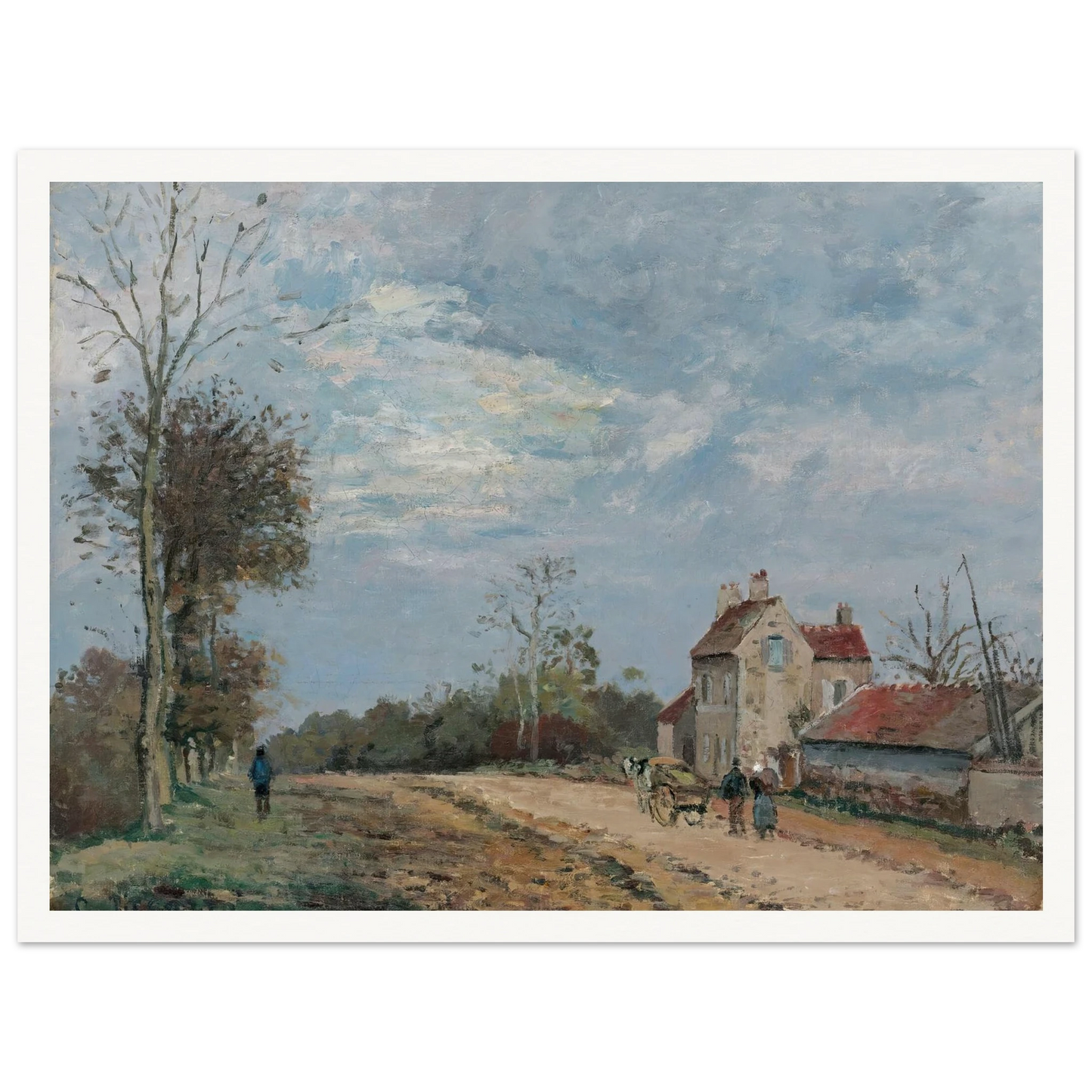 La Maison De Monsieur Musy, Route De Marly, Louveciennes (circa 1872) Art Print | Camille Pissarro - Framed Poster - 30x40 cm / 12x16″ - Black frame