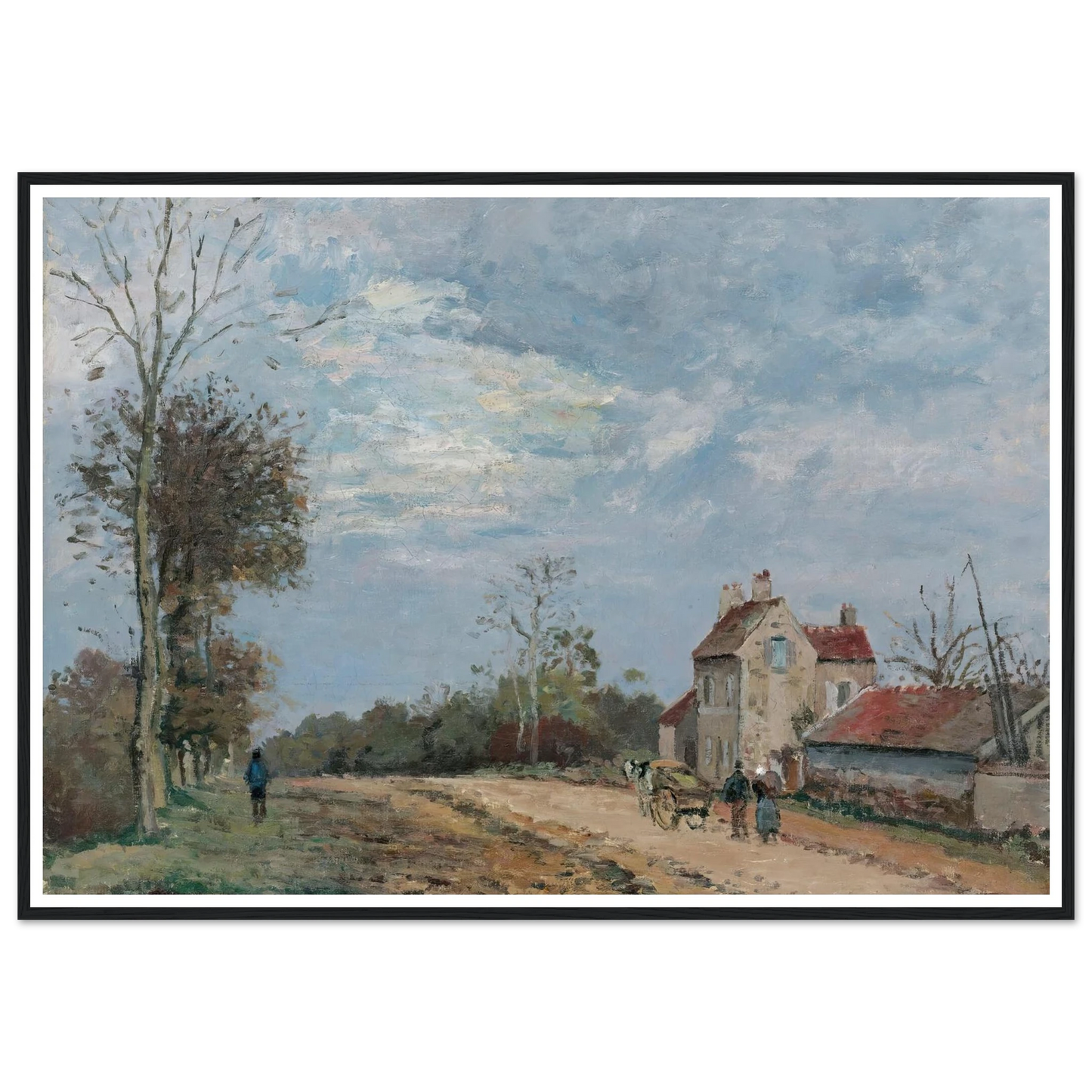 La Maison De Monsieur Musy, Route De Marly, Louveciennes (circa 1872) Art Print | Camille Pissarro - Framed Poster - 30x40 cm / 12x16″ - Black frame