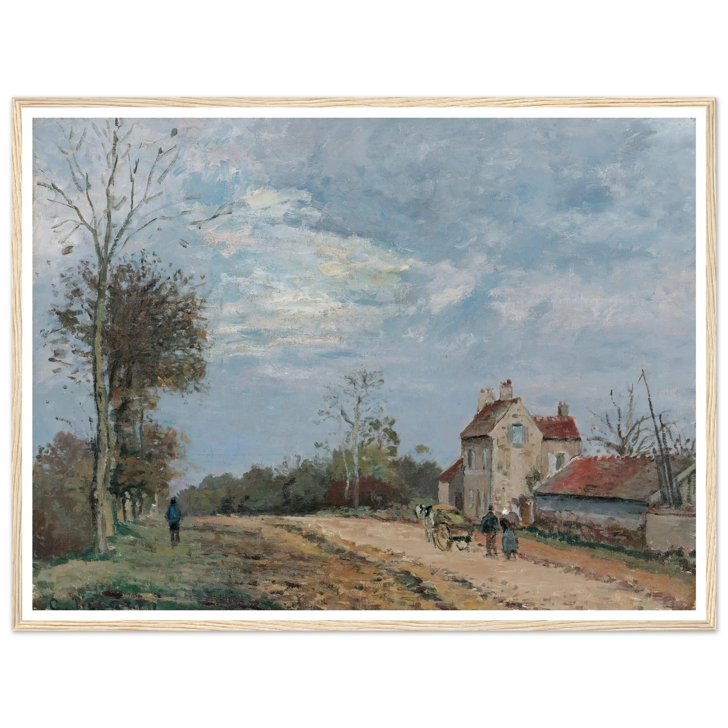 La Maison De Monsieur Musy, Route De Marly, Louveciennes (circa 1872) Art Print | Camille Pissarro - Framed Poster - 30x40 cm / 12x16″ - Black frame