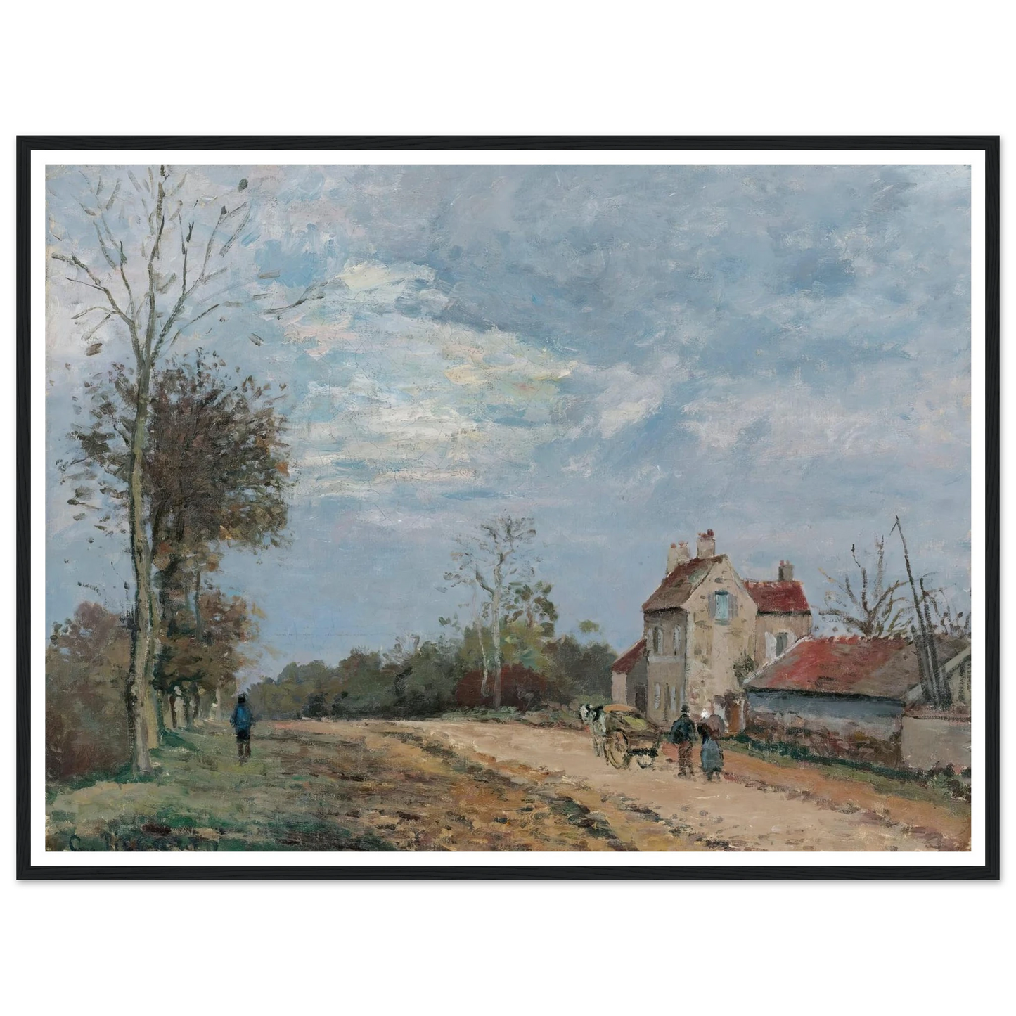 La Maison De Monsieur Musy, Route De Marly, Louveciennes (circa 1872) Art Print | Camille Pissarro - Framed Poster - 30x40 cm / 12x16″ - Black frame