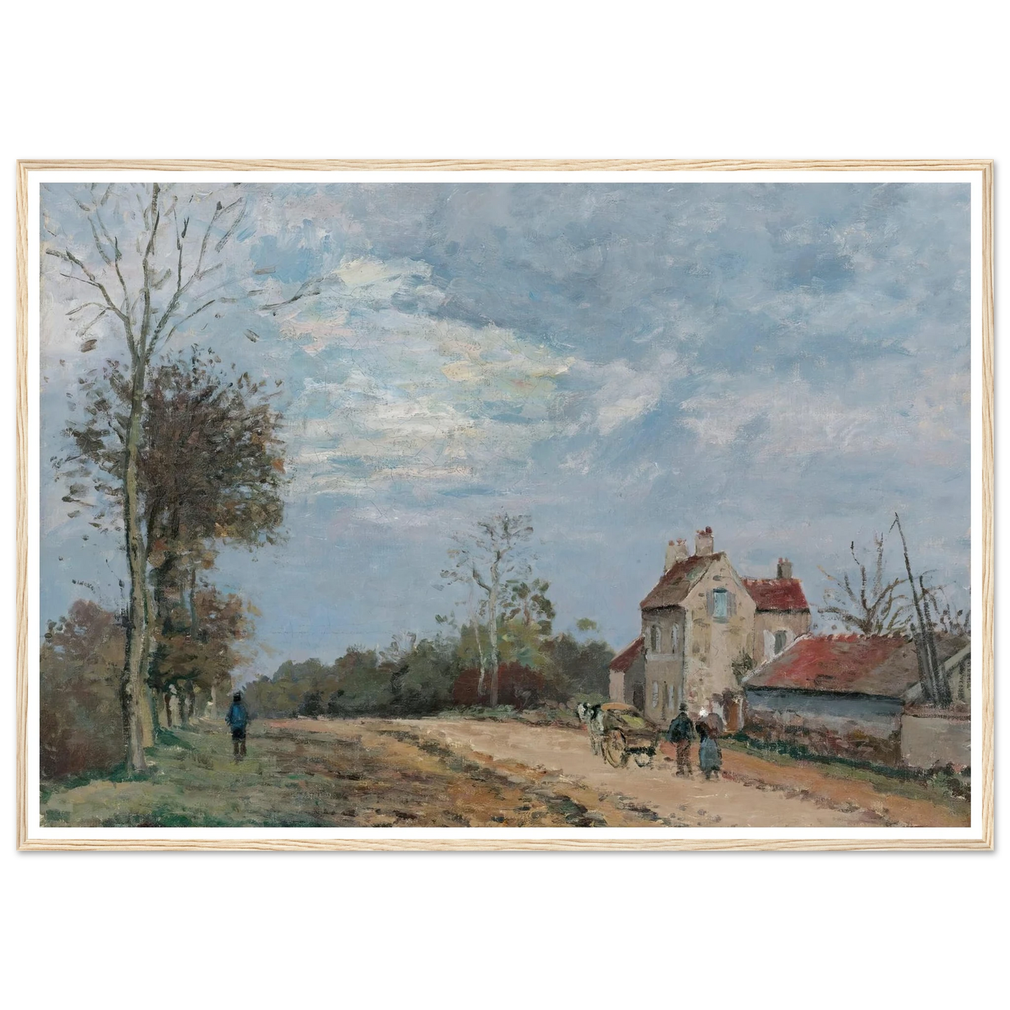 La Maison De Monsieur Musy, Route De Marly, Louveciennes (circa 1872) Art Print | Camille Pissarro - Framed Poster - 30x40 cm / 12x16″ - Black frame