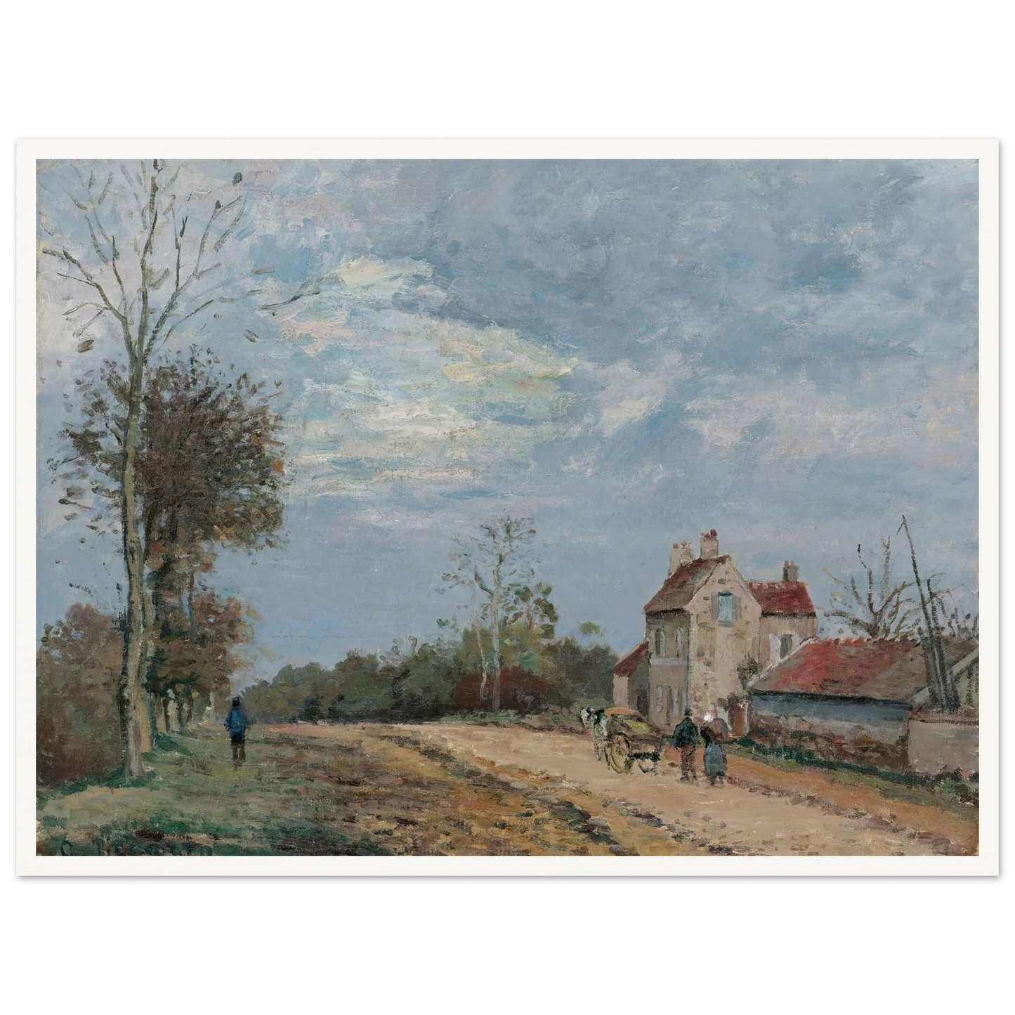 La Maison De Monsieur Musy, Route De Marly, Louveciennes (circa 1872) Art Print | Camille Pissarro - Framed Poster - 30x40 cm / 12x16″ - Black frame
