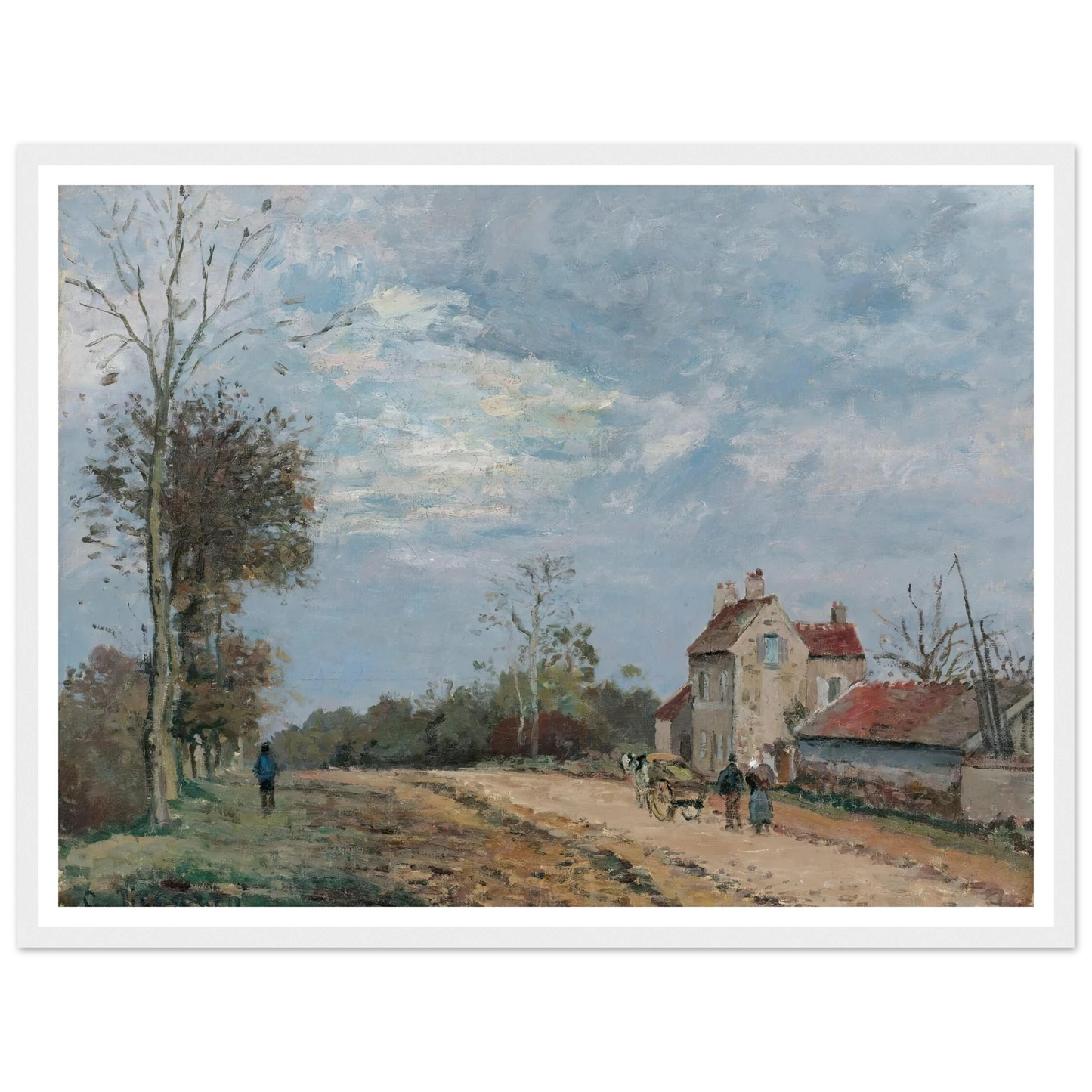 La Maison De Monsieur Musy, Route De Marly, Louveciennes (circa 1872) Art Print | Camille Pissarro - Framed Poster - 30x40 cm / 12x16″ - Black frame