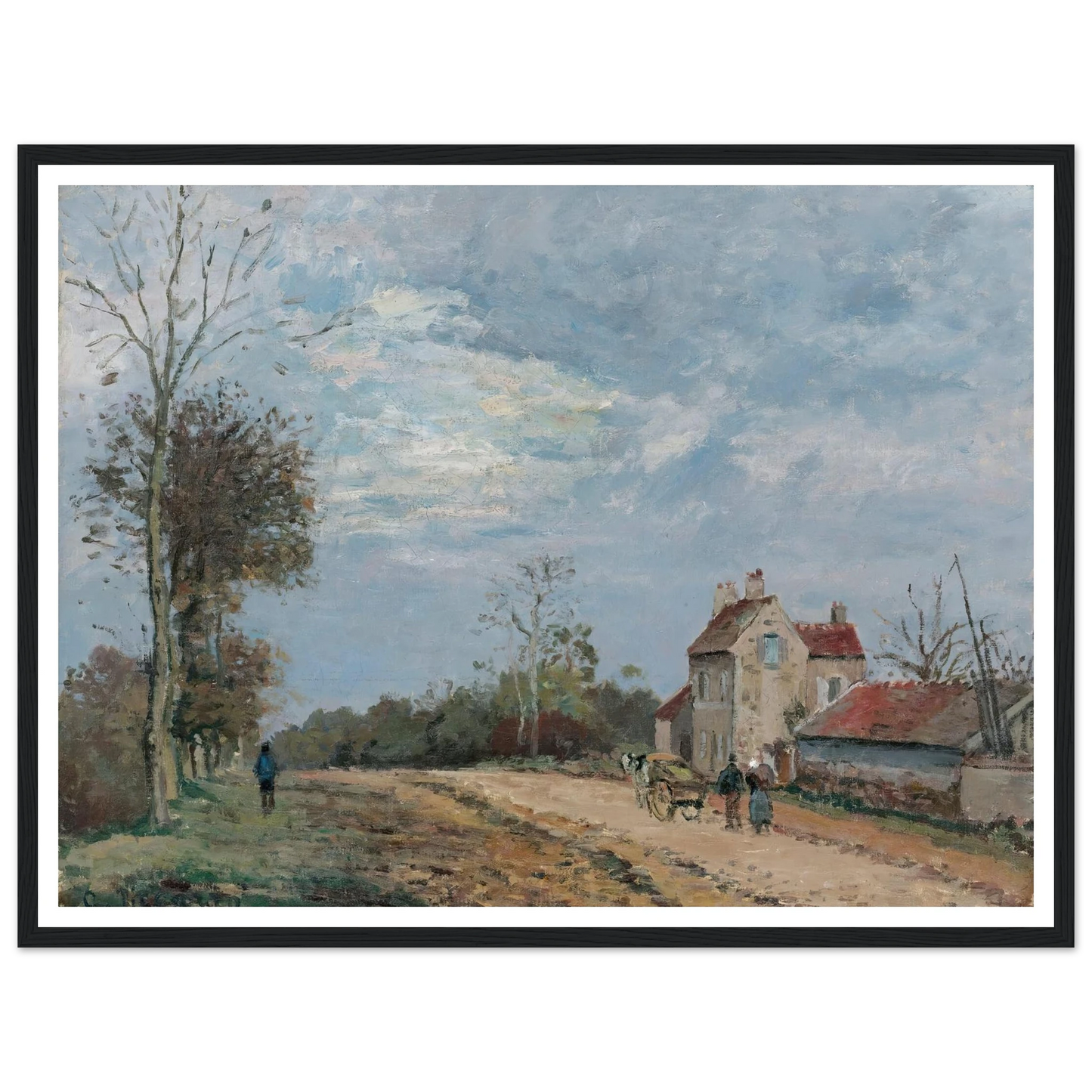 La Maison De Monsieur Musy, Route De Marly, Louveciennes (circa 1872) Art Print | Camille Pissarro - Framed Poster - 30x40 cm / 12x16″ - Black frame