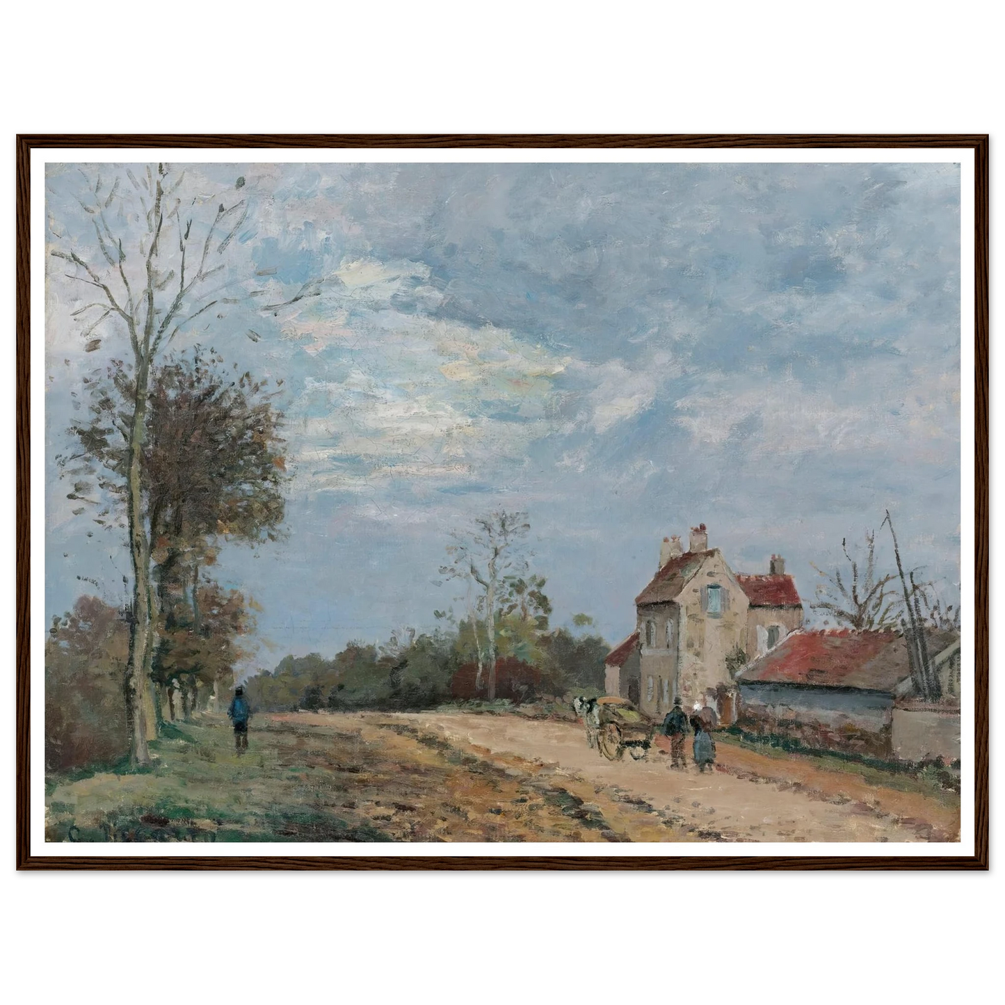 La Maison De Monsieur Musy, Route De Marly, Louveciennes (circa 1872) Art Print | Camille Pissarro - Framed Poster - 30x40 cm / 12x16″ - Black frame