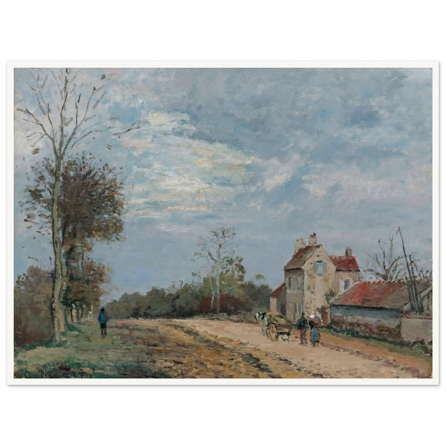 La Maison De Monsieur Musy, Route De Marly, Louveciennes (circa 1872) Art Print | Camille Pissarro - Framed Poster - 30x40 cm / 12x16″ - Black frame