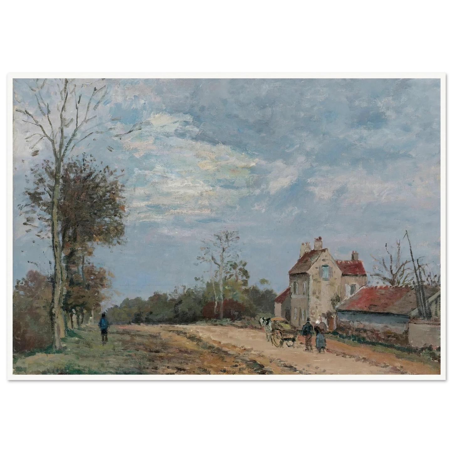 La Maison De Monsieur Musy, Route De Marly, Louveciennes (circa 1872) Art Print | Camille Pissarro - Framed Poster - 30x40 cm / 12x16″ - Black frame