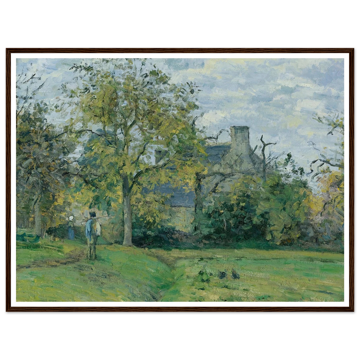 La Maison De Piette À Montfoucault ( 1874) Art Print | Camille Pissarro - Framed Poster - 30x40 cm / 12x16″ - Black frame
