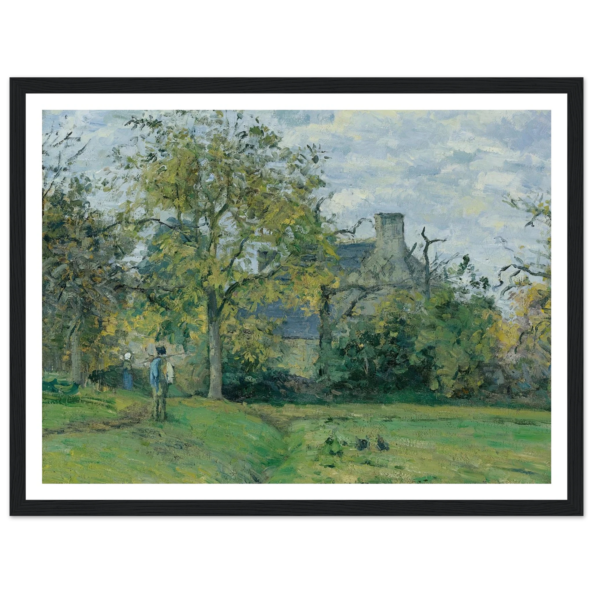 La Maison De Piette À Montfoucault ( 1874) Art Print | Camille Pissarro - Framed Poster - 30x40 cm / 12x16″ - Black frame