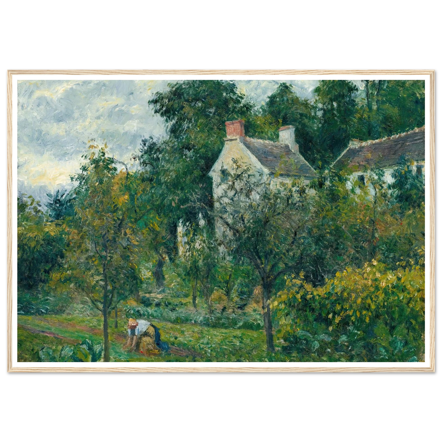 La Maison Rondest Et Son Jardin À L’hermitage, Pontoise (1878) Art Print | Camille Pissarro - Framed Poster - 30x40 cm / 12x16″ - Black frame