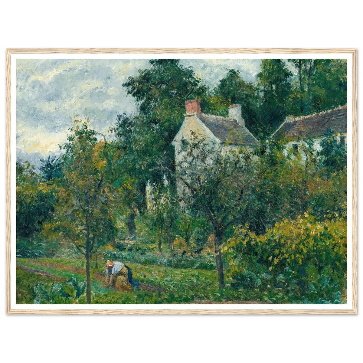 La Maison Rondest Et Son Jardin À L’hermitage, Pontoise (1878) Art Print | Camille Pissarro - Framed Poster - 30x40 cm / 12x16″ - Black frame
