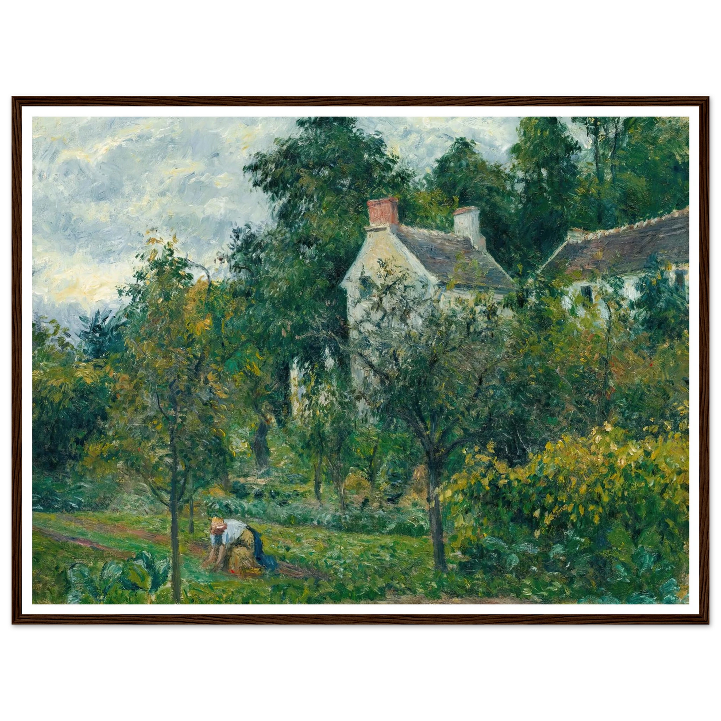 La Maison Rondest Et Son Jardin À L’hermitage, Pontoise (1878) Art Print | Camille Pissarro - Framed Poster - 30x40 cm / 12x16″ - Black frame