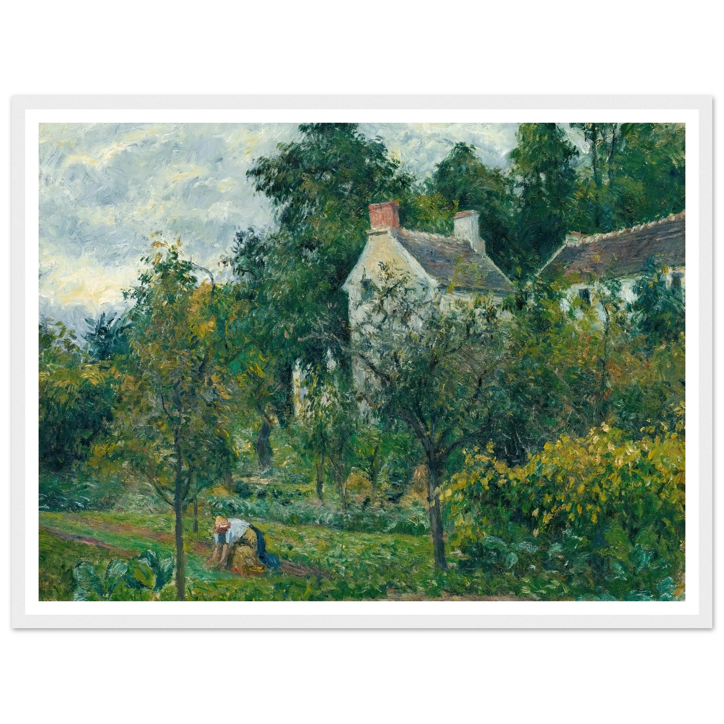 La Maison Rondest Et Son Jardin À L’hermitage, Pontoise (1878) Art Print | Camille Pissarro - Framed Poster - 30x40 cm / 12x16″ - Black frame