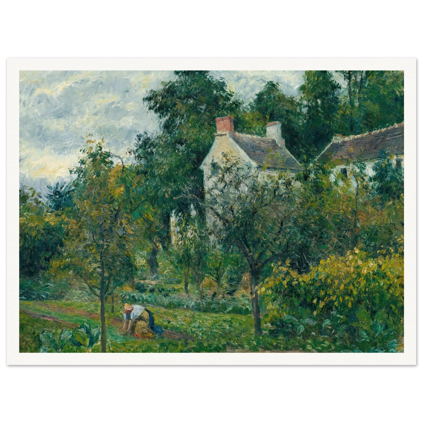 La Maison Rondest Et Son Jardin À L’hermitage, Pontoise (1878) Art Print | Camille Pissarro - Framed Poster - 30x40 cm / 12x16″ - Black frame