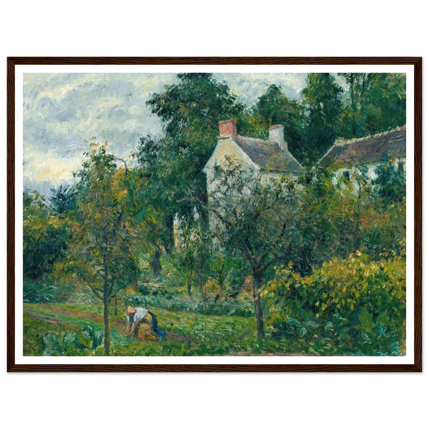 La Maison Rondest Et Son Jardin À L’hermitage, Pontoise (1878) Art Print | Camille Pissarro - Framed Poster - 30x40 cm / 12x16″ - Black frame