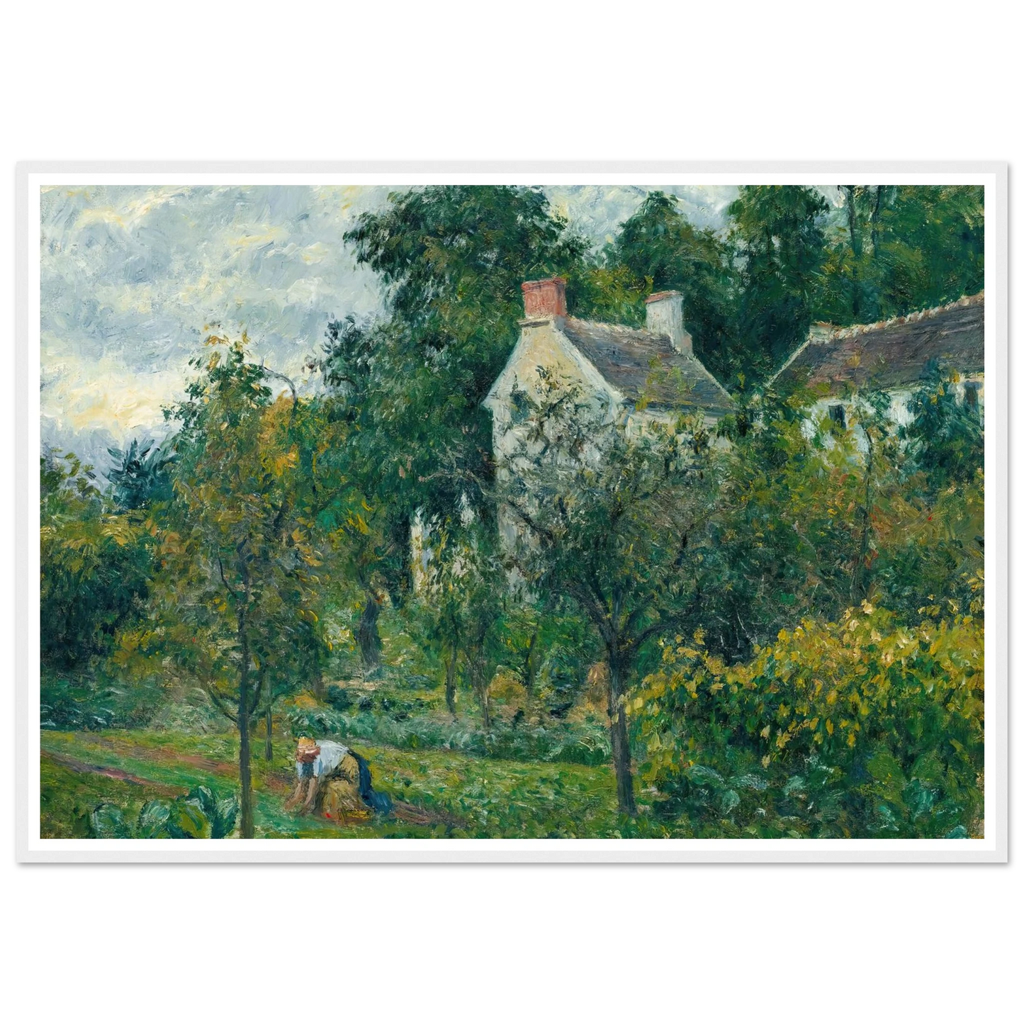 La Maison Rondest Et Son Jardin À L’hermitage, Pontoise (1878) Art Print | Camille Pissarro - Framed Poster - 30x40 cm / 12x16″ - Black frame