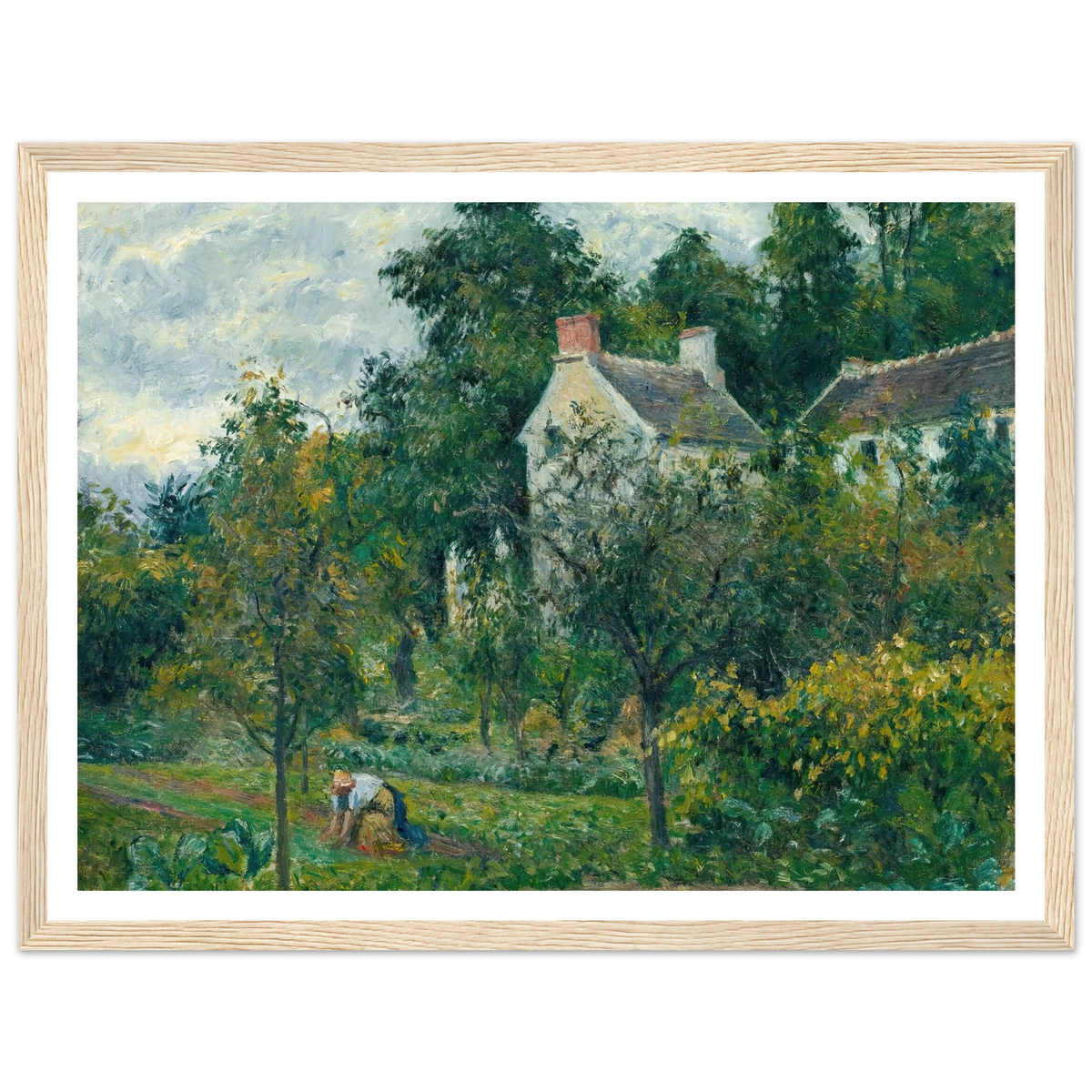 La Maison Rondest Et Son Jardin À L’hermitage, Pontoise (1878) Art Print | Camille Pissarro - Framed Poster - 30x40 cm / 12x16″ - Black frame