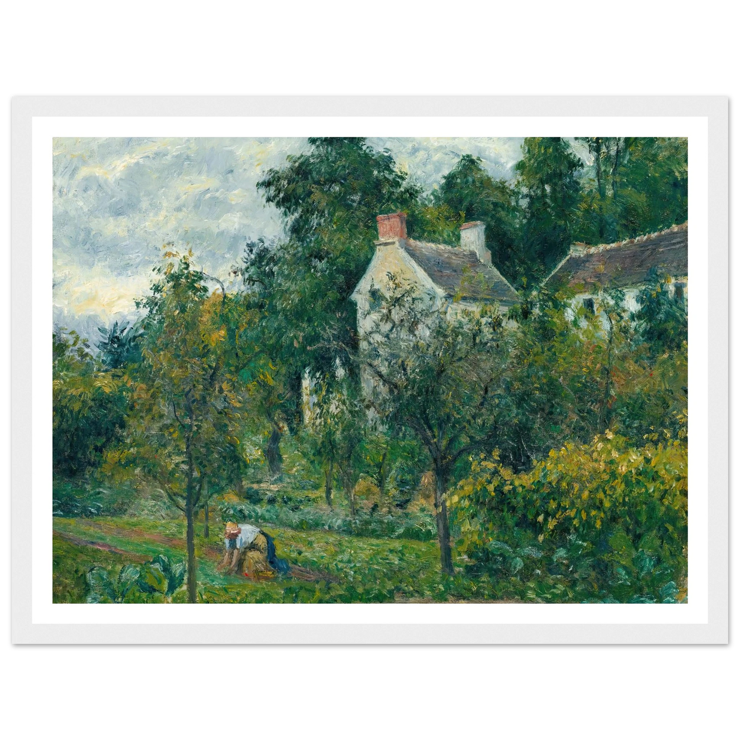 La Maison Rondest Et Son Jardin À L’hermitage, Pontoise (1878) Art Print | Camille Pissarro - Framed Poster - 30x40 cm / 12x16″ - Black frame