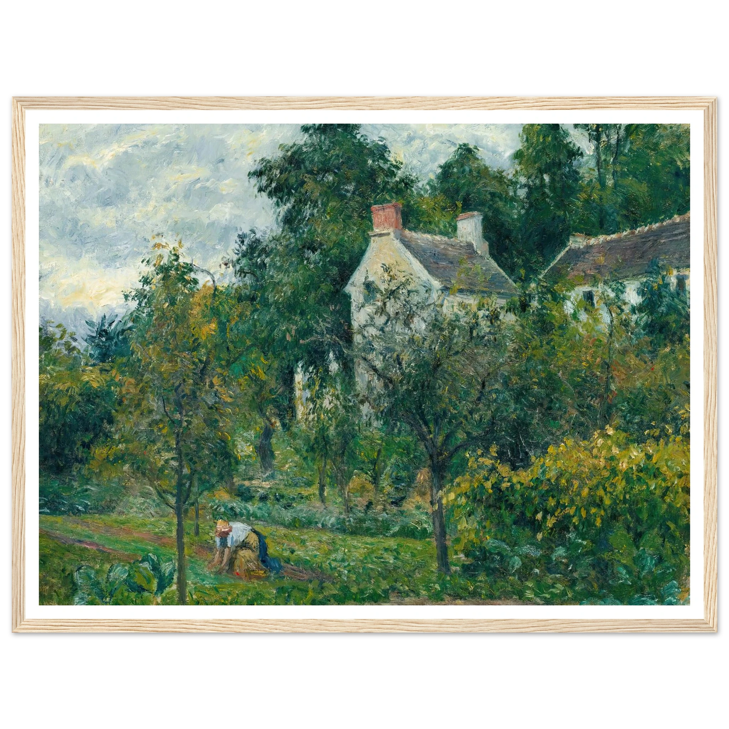La Maison Rondest Et Son Jardin À L’hermitage, Pontoise (1878) Art Print | Camille Pissarro - Framed Poster - 30x40 cm / 12x16″ - Black frame