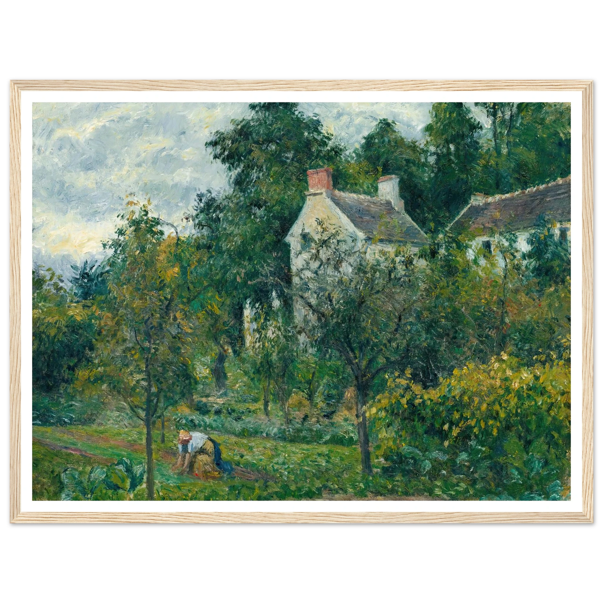 La Maison Rondest Et Son Jardin À L’hermitage, Pontoise (1878) Art Print | Camille Pissarro - Framed Poster - 30x40 cm / 12x16″ - Black frame