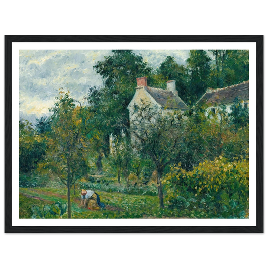 La Maison Rondest Et Son Jardin À L’hermitage, Pontoise (1878) Art Print | Camille Pissarro - Framed Poster - 30x40 cm / 12x16″ - Black frame