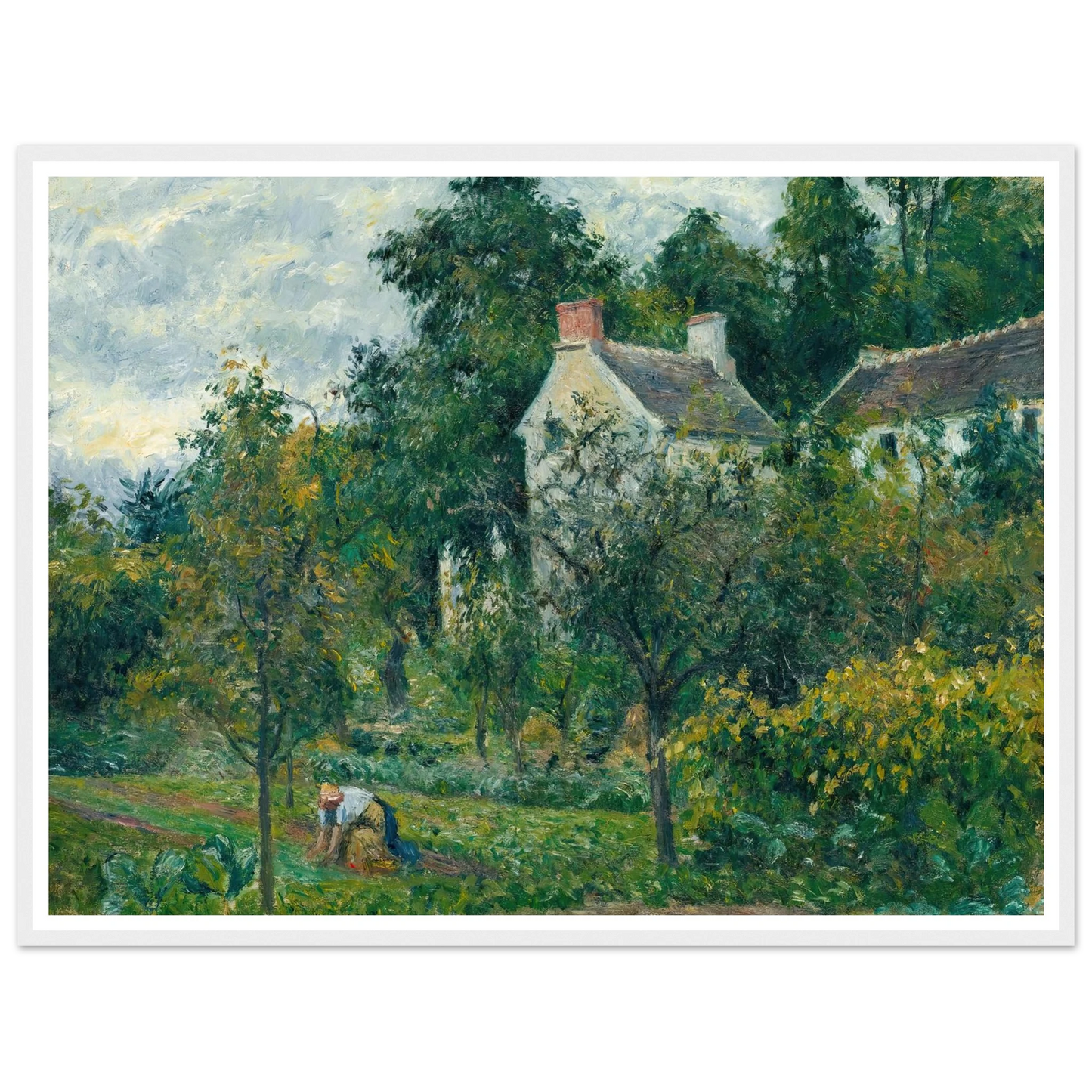 La Maison Rondest Et Son Jardin À L’hermitage, Pontoise (1878) Art Print | Camille Pissarro - Framed Poster - 30x40 cm / 12x16″ - Black frame