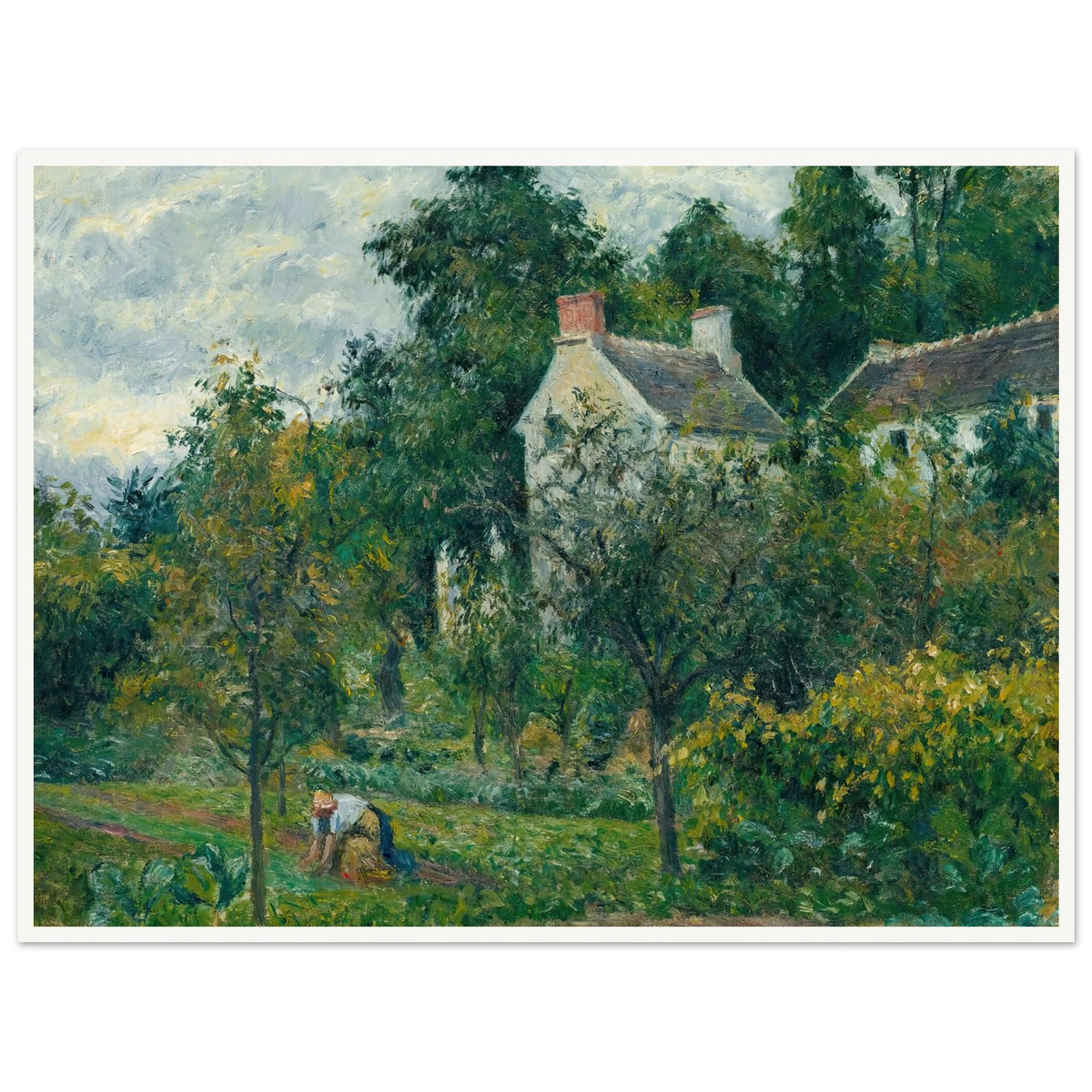 La Maison Rondest Et Son Jardin À L’hermitage, Pontoise (1878) Art Print | Camille Pissarro - Framed Poster - 30x40 cm / 12x16″ - Black frame