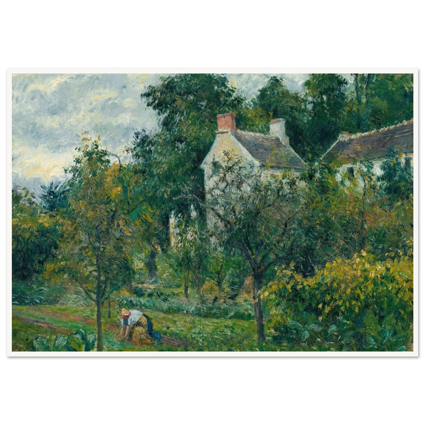 La Maison Rondest Et Son Jardin À L’hermitage, Pontoise (1878) Art Print | Camille Pissarro - Framed Poster - 30x40 cm / 12x16″ - Black frame