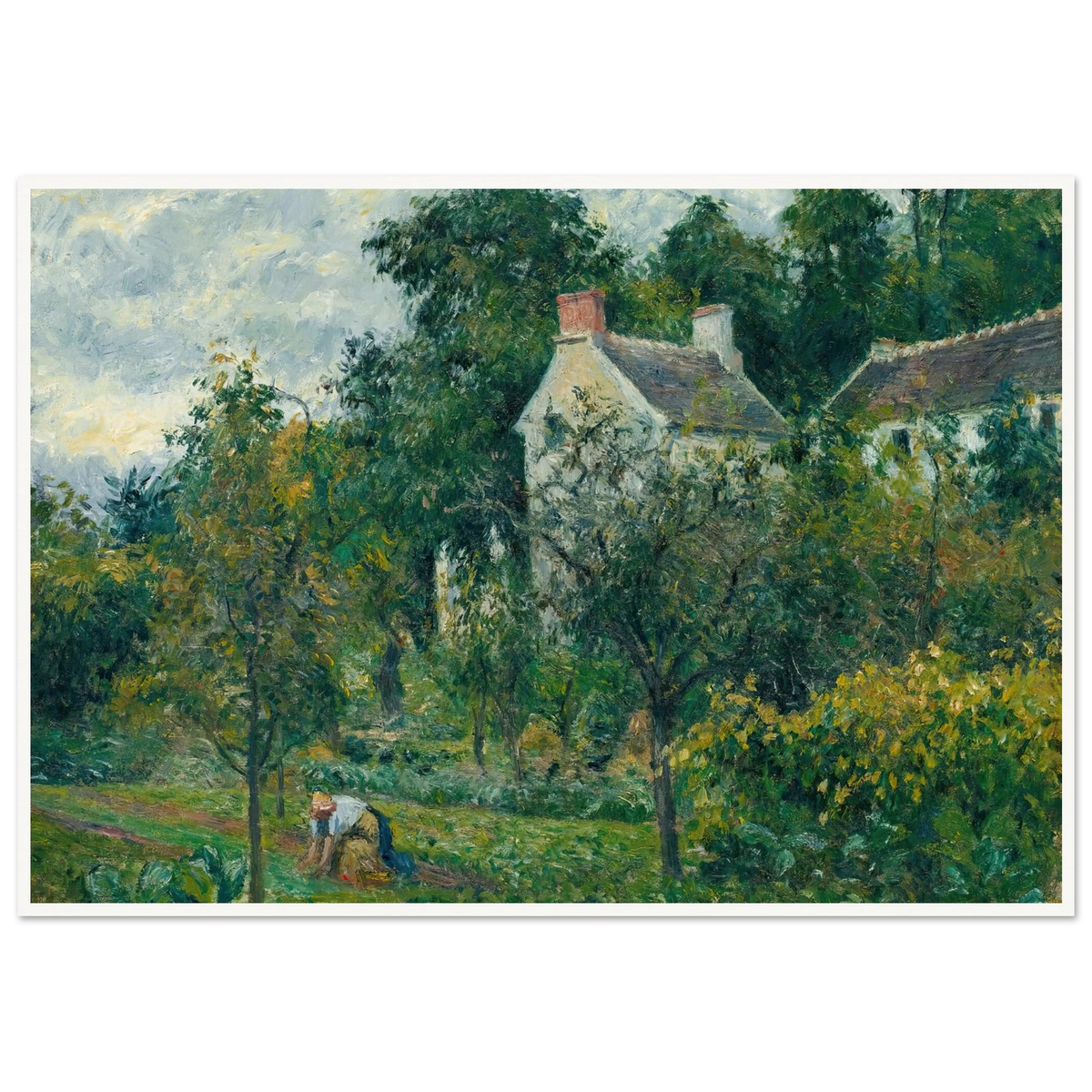 La Maison Rondest Et Son Jardin À L’hermitage, Pontoise (1878) Art Print | Camille Pissarro - Framed Poster - 30x40 cm / 12x16″ - Black frame