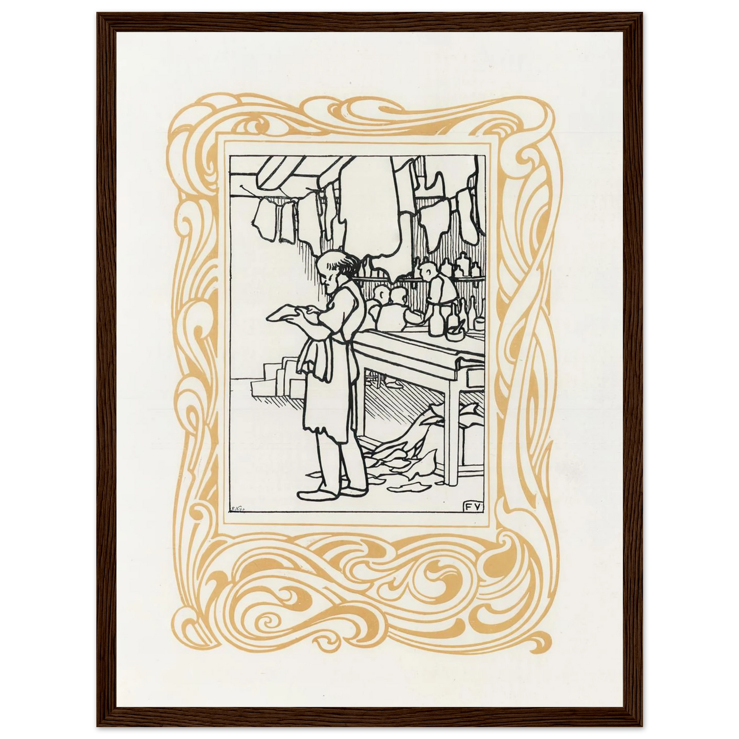 La Maroquinerie (1901) Art Print | Felix Vallotton - Framed Poster - 30x40 cm / 12x16″ - Black frame