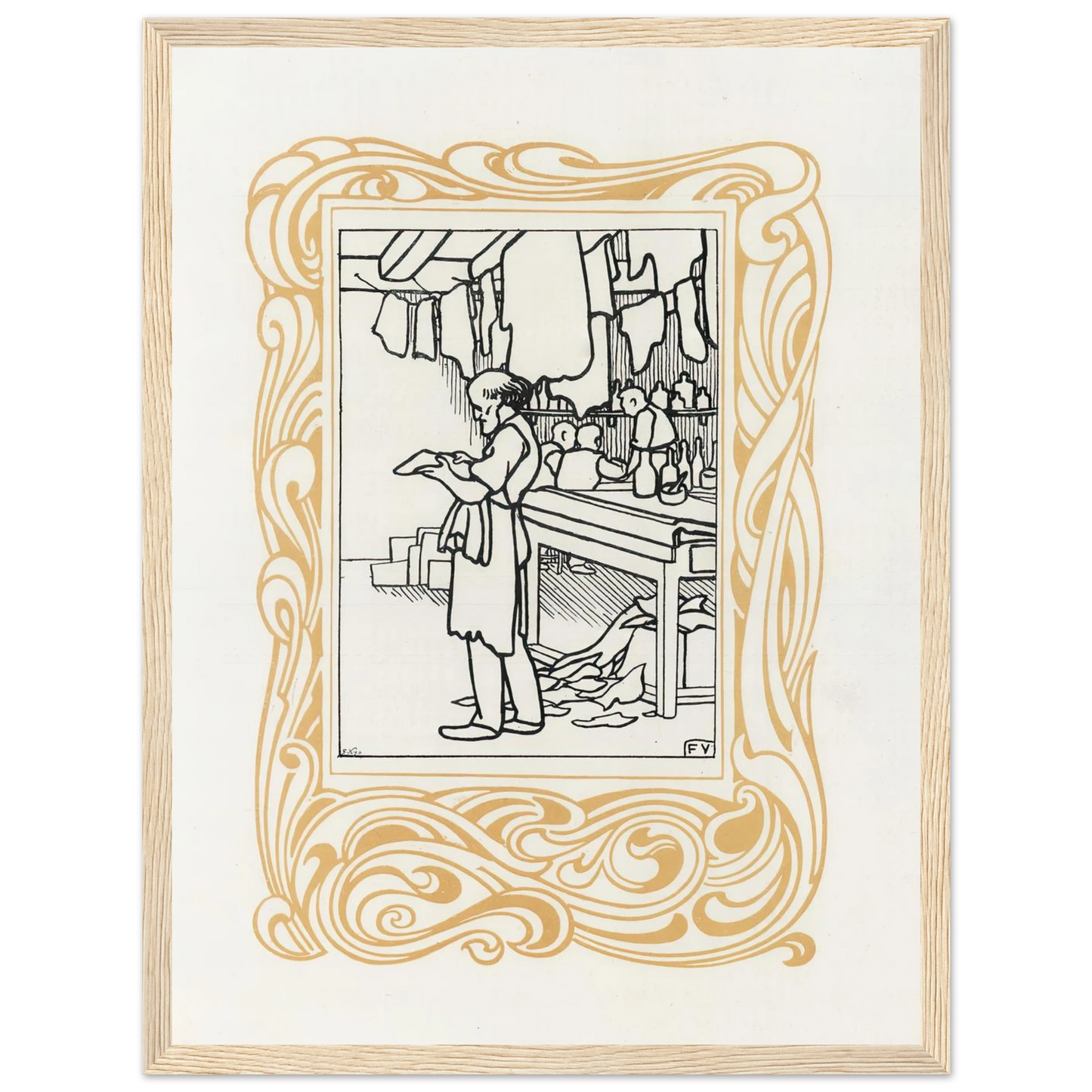 La Maroquinerie (1901) Art Print | Felix Vallotton - Framed Poster - 30x40 cm / 12x16″ - Black frame