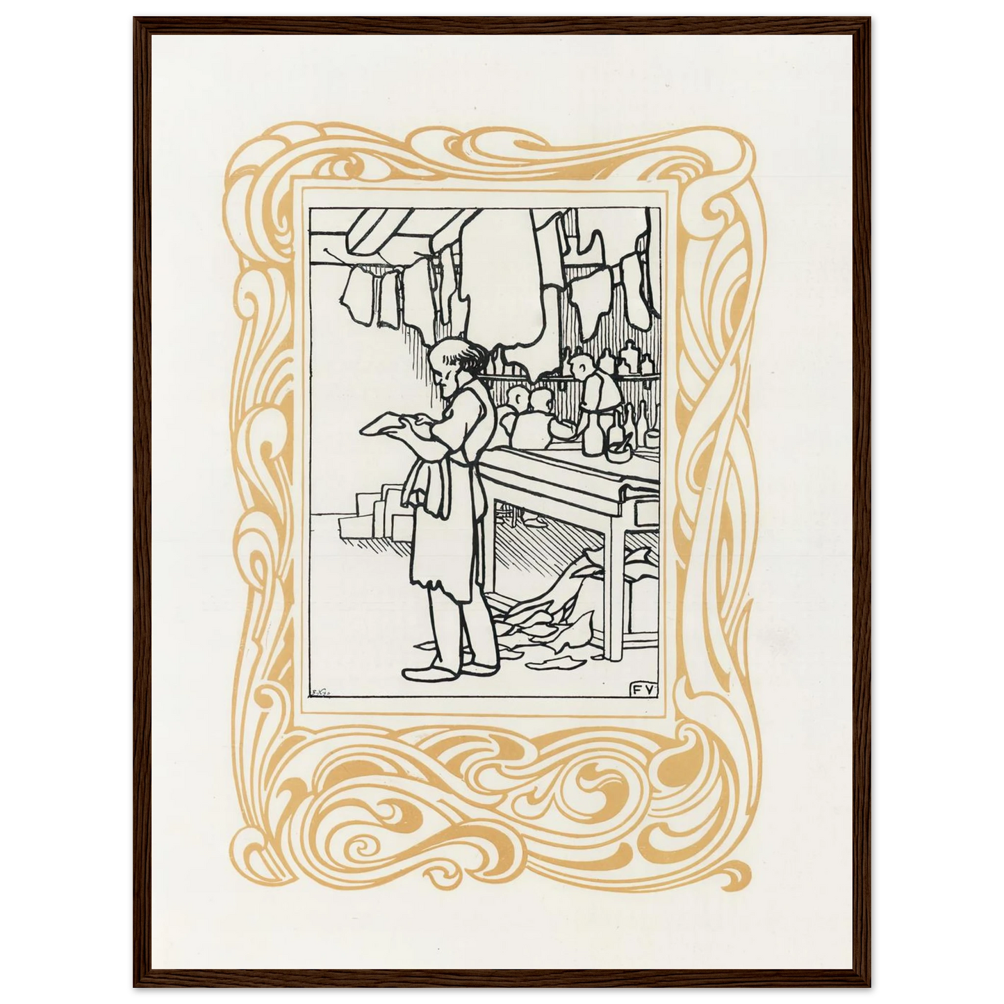 La Maroquinerie (1901) Art Print | Felix Vallotton - Framed Poster - 30x40 cm / 12x16″ - Black frame