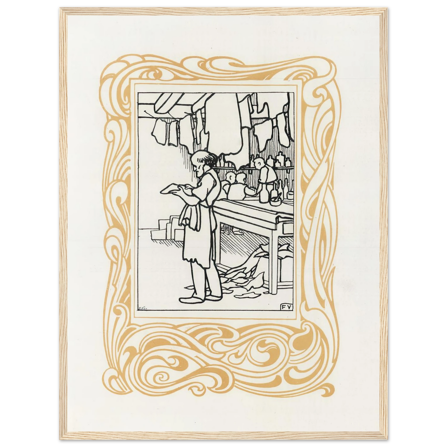 La Maroquinerie (1901) Art Print | Felix Vallotton - Framed Poster - 30x40 cm / 12x16″ - Black frame