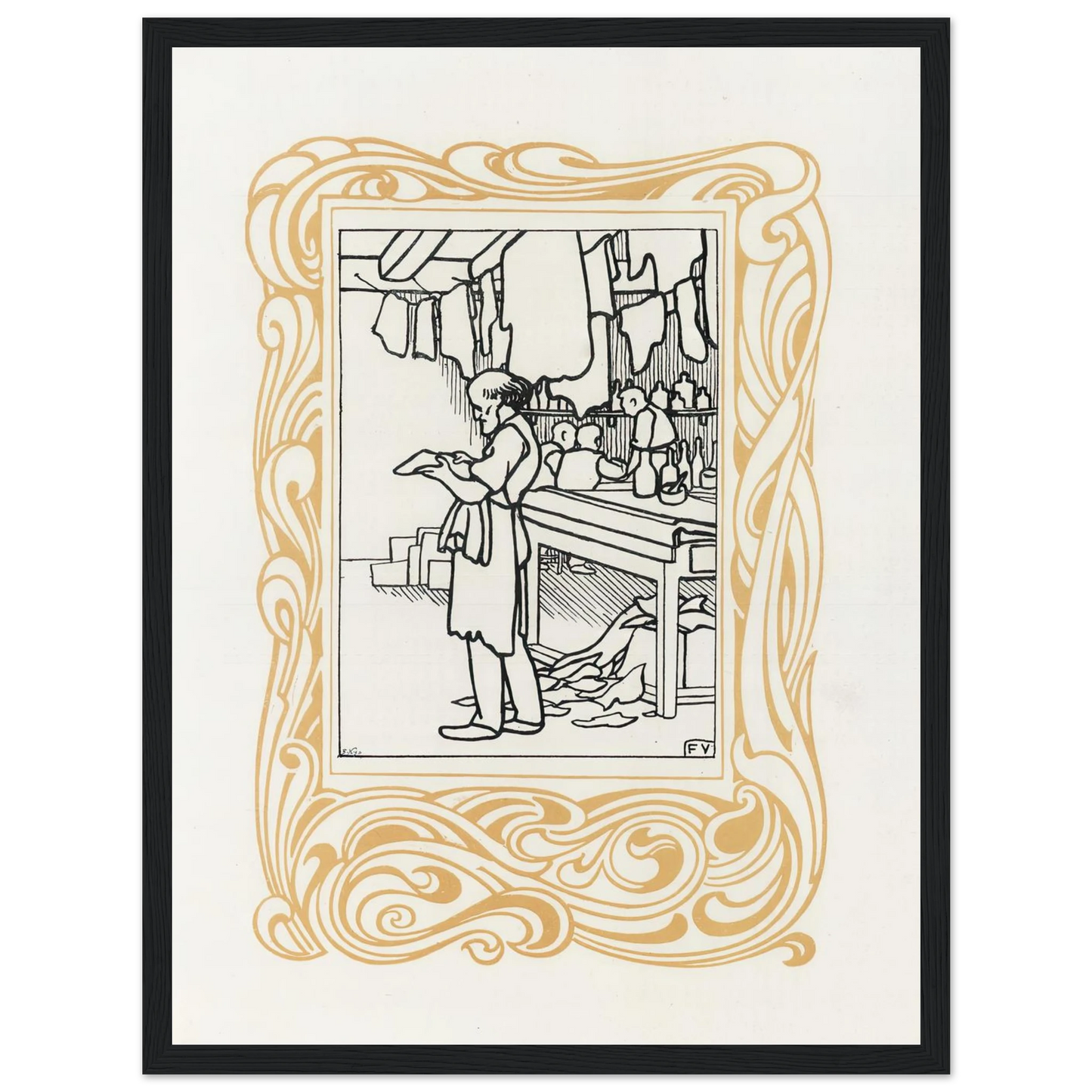 La Maroquinerie (1901) Art Print | Felix Vallotton - Framed Poster - 30x40 cm / 12x16″ - Black frame