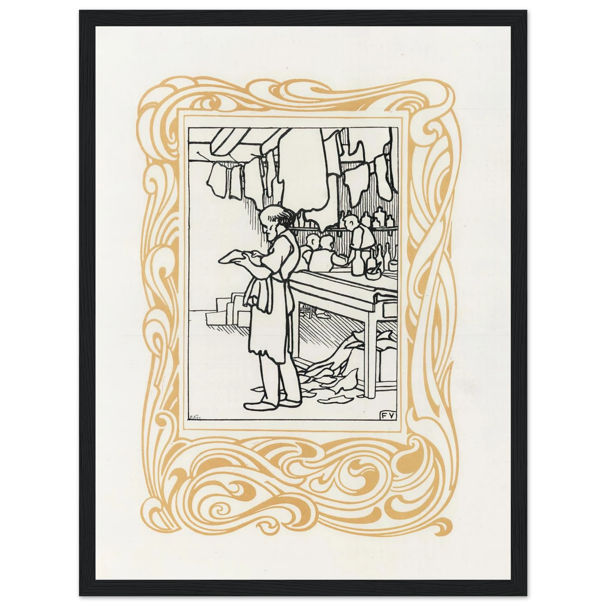 La Maroquinerie (1901) Art Print | Felix Vallotton - Framed Poster - 30x40 cm / 12x16″ - Black frame