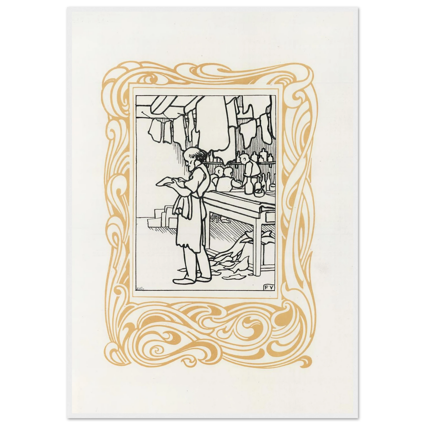 La Maroquinerie (1901) Art Print | Felix Vallotton - Framed Poster - 30x40 cm / 12x16″ - Black frame
