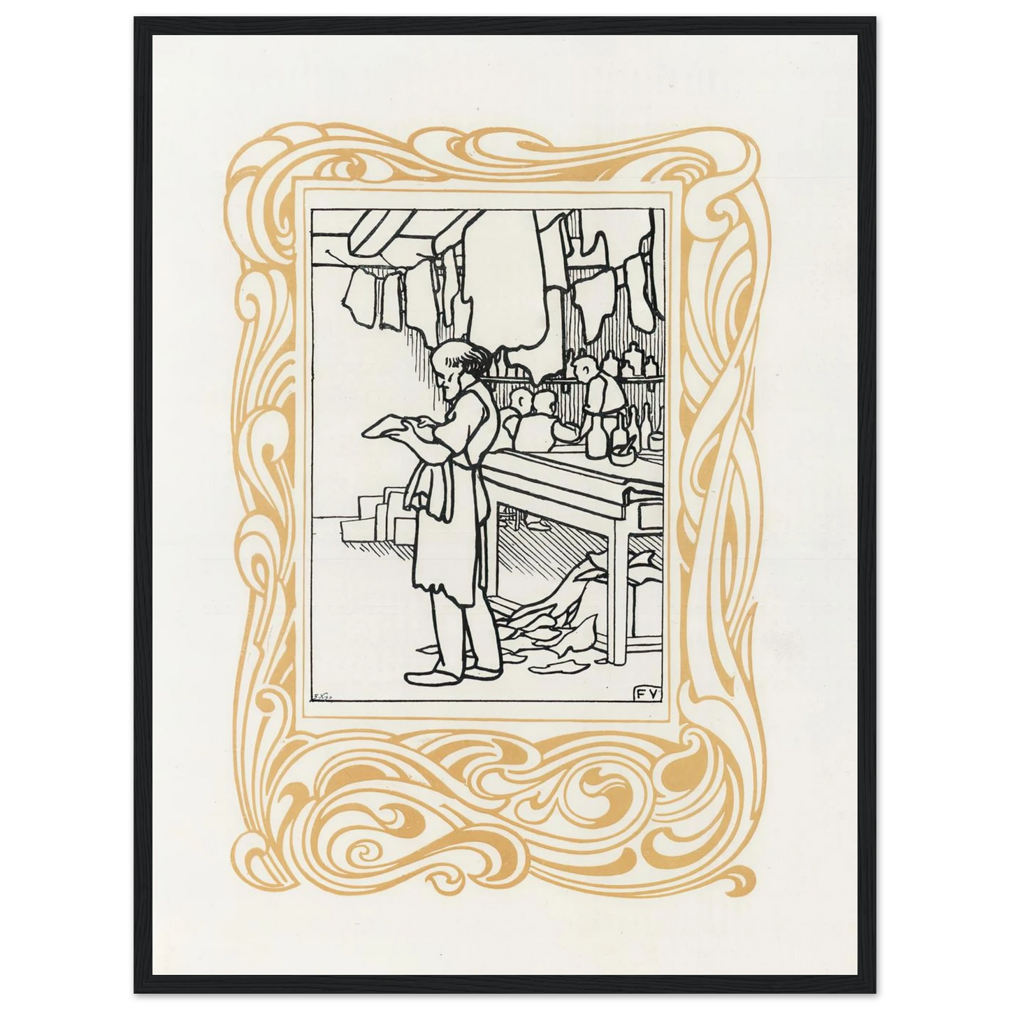 La Maroquinerie (1901) Art Print | Felix Vallotton - Framed Poster - 30x40 cm / 12x16″ - Black frame