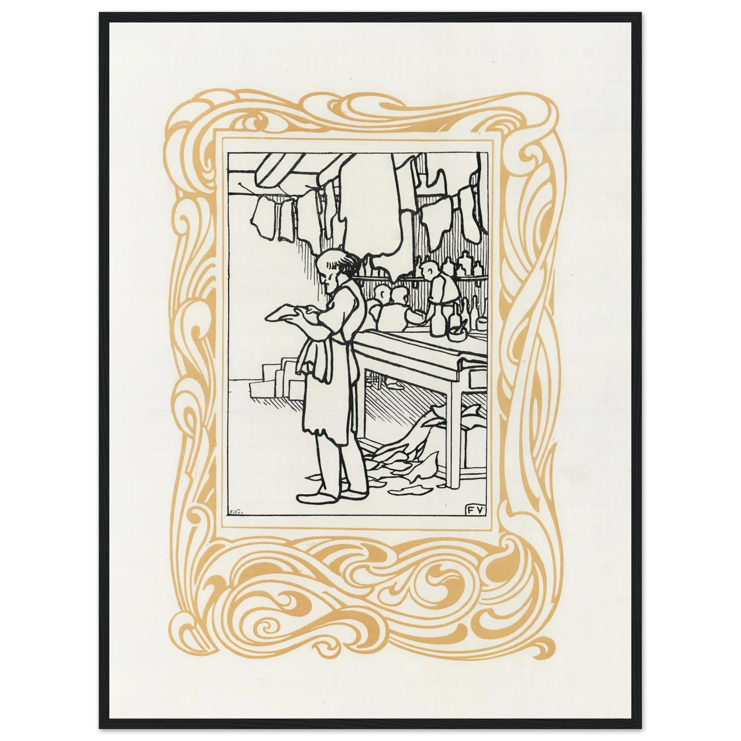 La Maroquinerie (1901) Art Print | Felix Vallotton - Framed Poster - 30x40 cm / 12x16″ - Black frame
