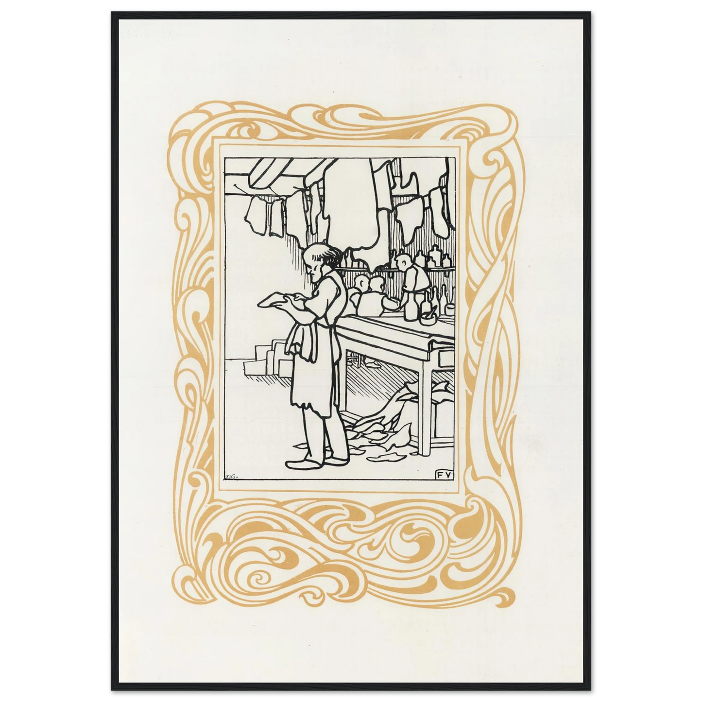 La Maroquinerie (1901) Art Print | Felix Vallotton - Framed Poster - 30x40 cm / 12x16″ - Black frame
