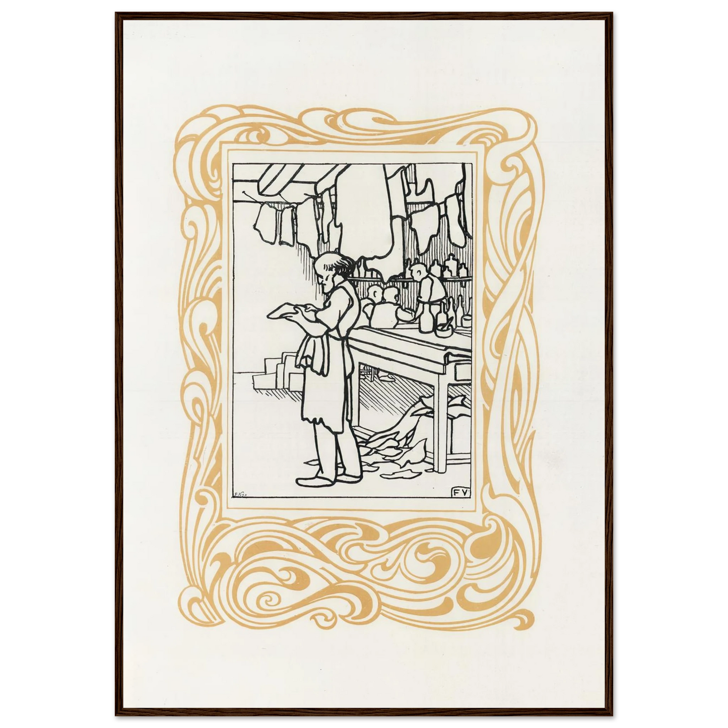 La Maroquinerie (1901) Art Print | Felix Vallotton - Framed Poster - 30x40 cm / 12x16″ - Black frame