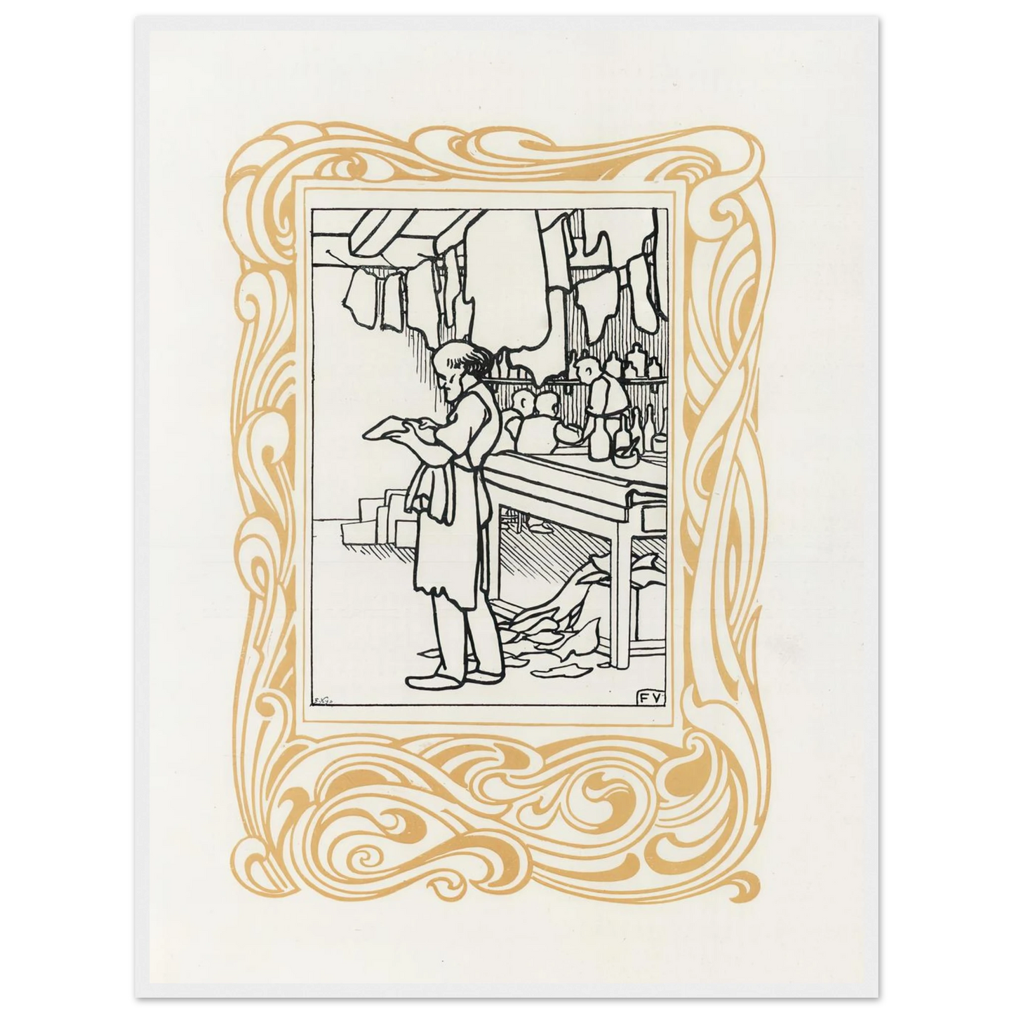 La Maroquinerie (1901) Art Print | Felix Vallotton - Framed Poster - 30x40 cm / 12x16″ - Black frame