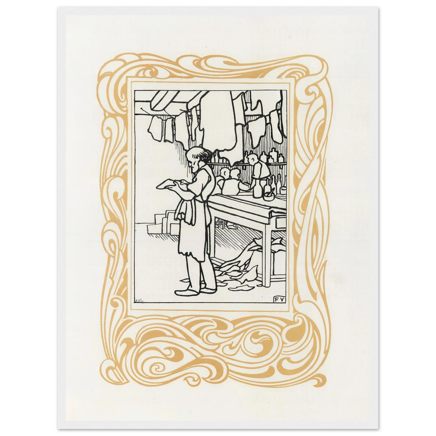 La Maroquinerie (1901) Art Print | Felix Vallotton - Framed Poster - 30x40 cm / 12x16″ - Black frame