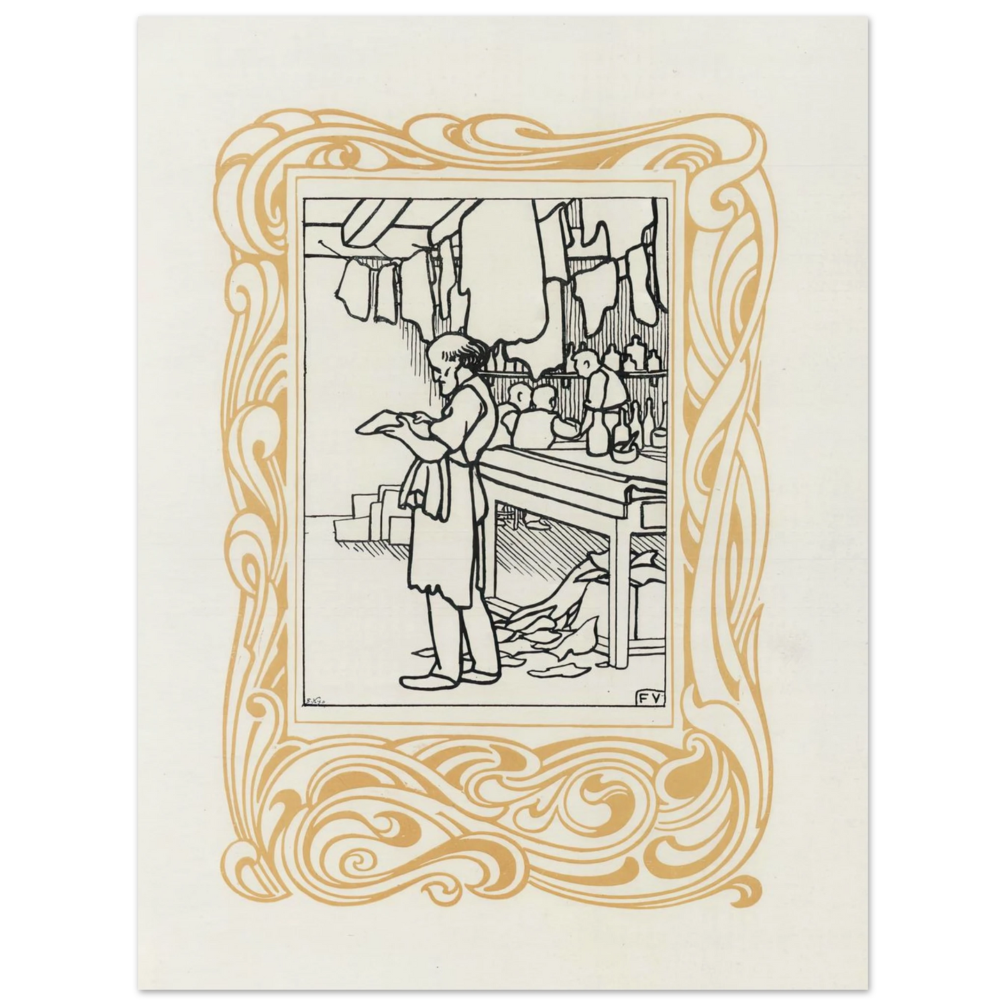 La Maroquinerie (1901) Art Print | Felix Vallotton - Framed Poster - 30x40 cm / 12x16″ - Black frame