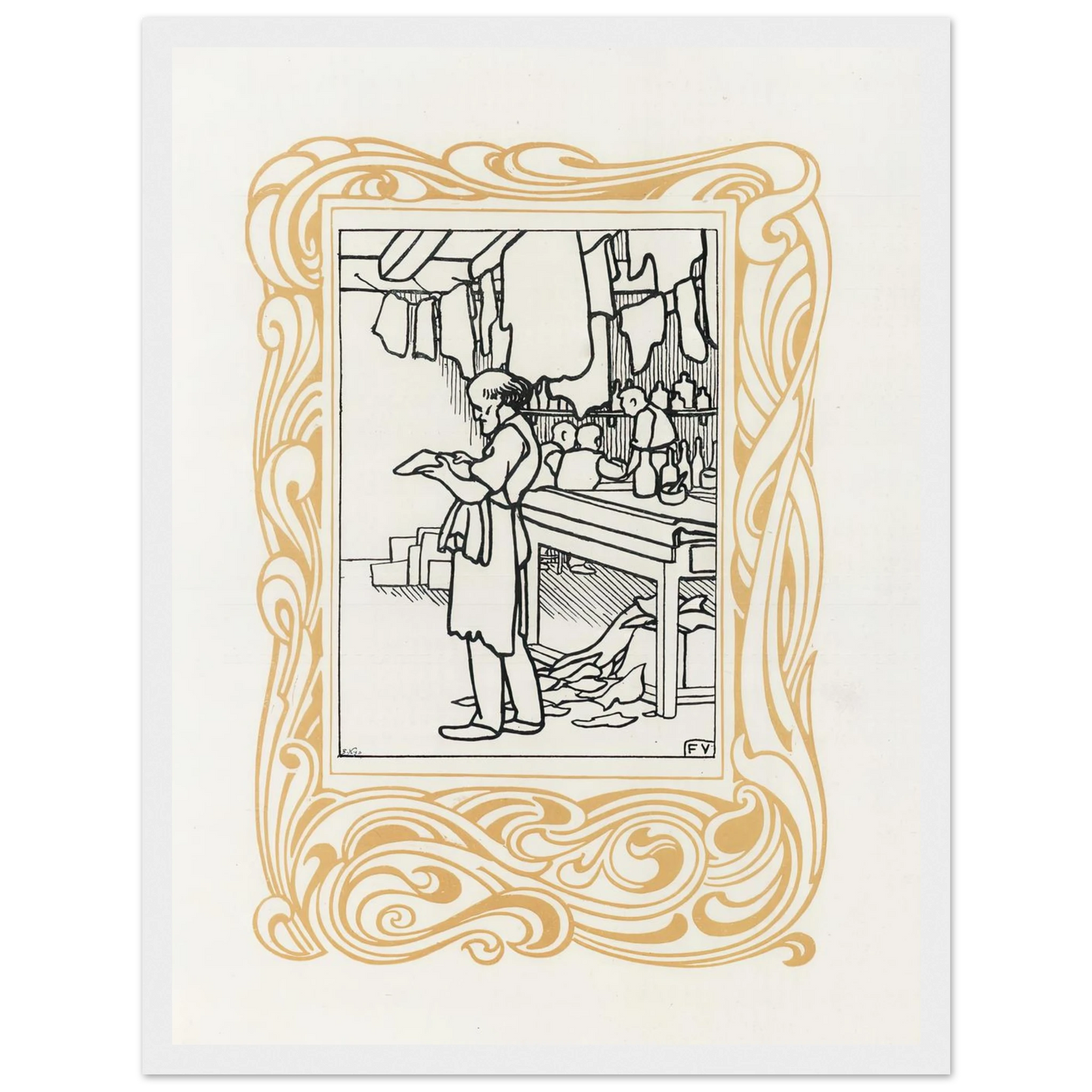 La Maroquinerie (1901) Art Print | Felix Vallotton - Framed Poster - 30x40 cm / 12x16″ - Black frame