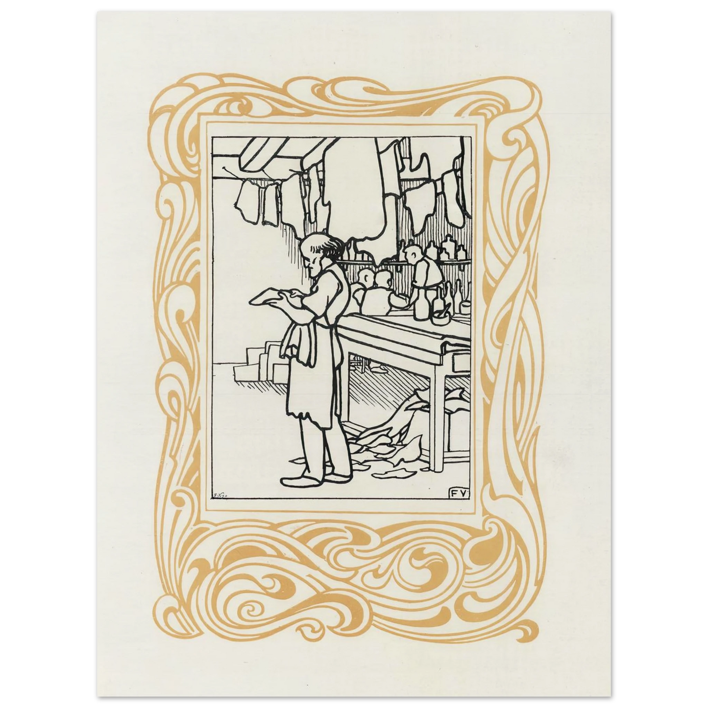 La Maroquinerie (1901) Art Print | Felix Vallotton - Framed Poster - 30x40 cm / 12x16″ - Black frame