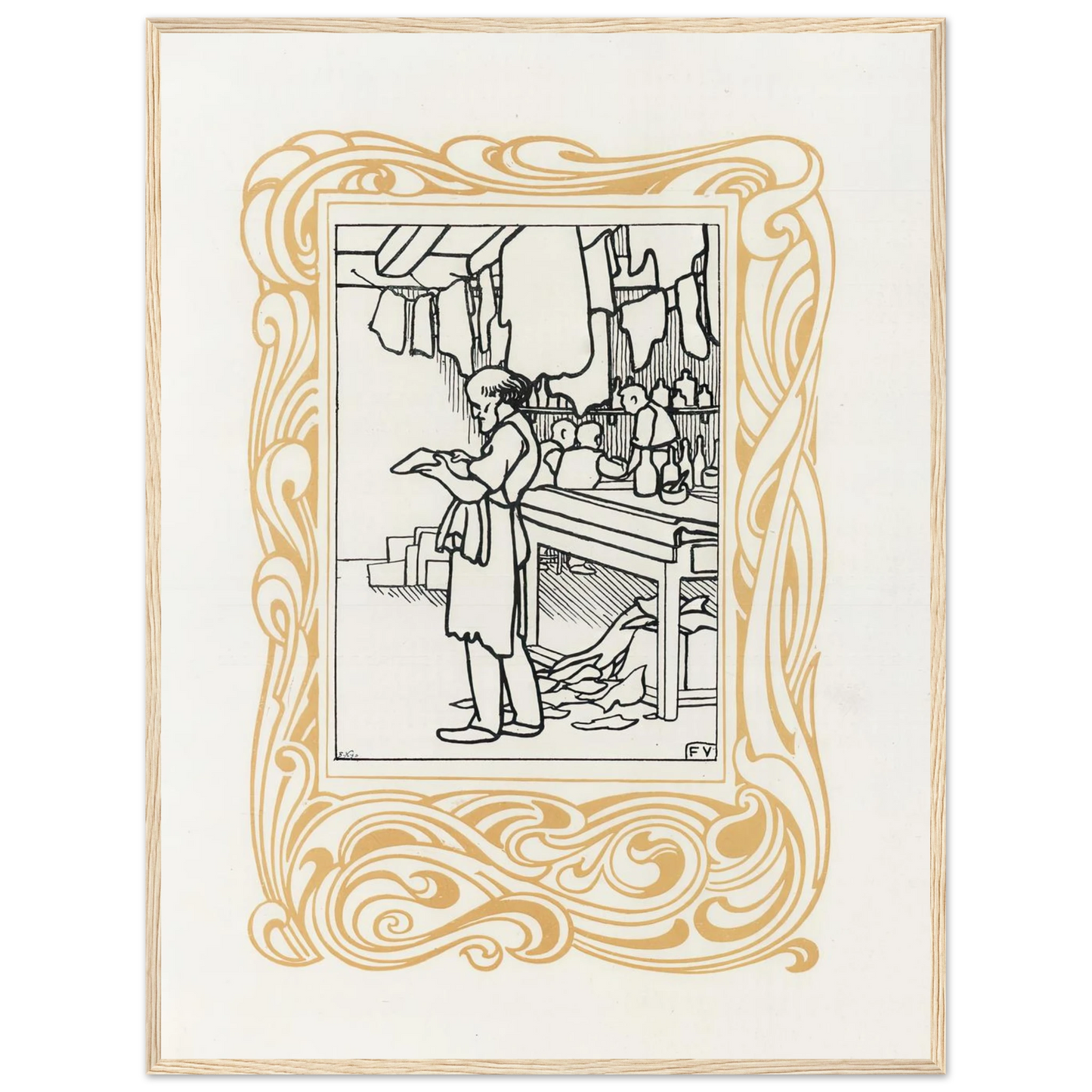La Maroquinerie (1901) Art Print | Felix Vallotton - Framed Poster - 30x40 cm / 12x16″ - Black frame