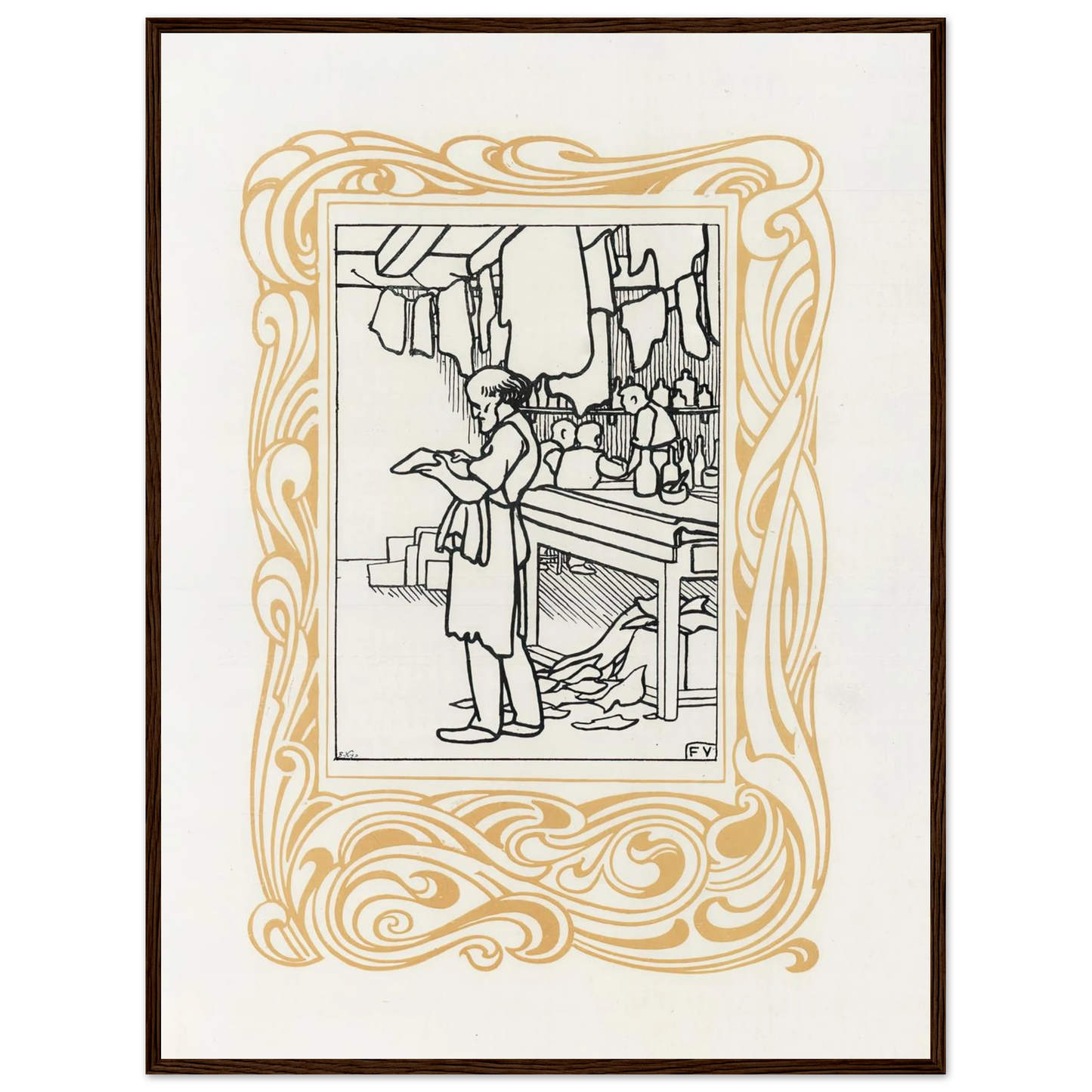 La Maroquinerie (1901) Art Print | Felix Vallotton - Framed Poster - 30x40 cm / 12x16″ - Black frame