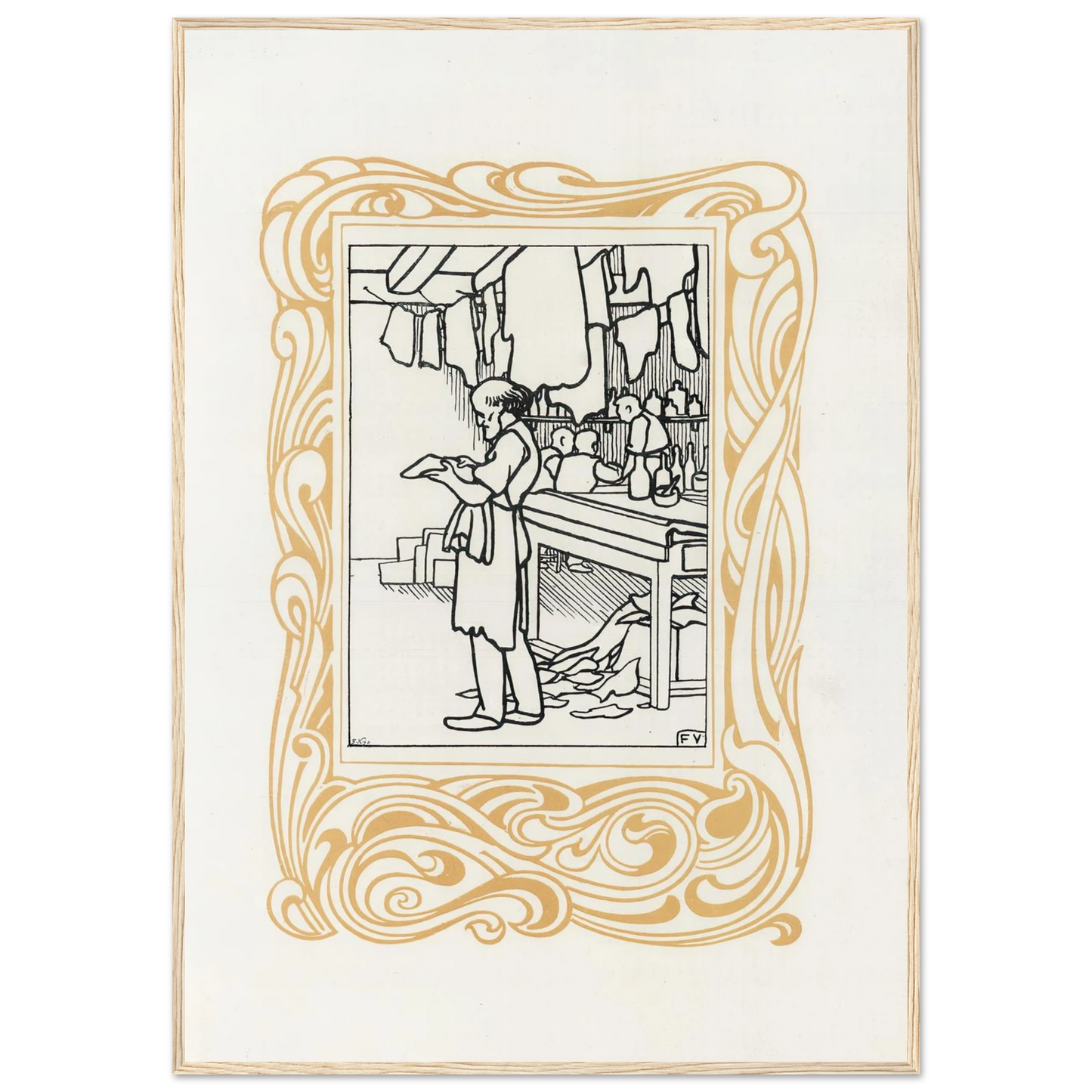 La Maroquinerie (1901) Art Print | Felix Vallotton - Framed Poster - 30x40 cm / 12x16″ - Black frame